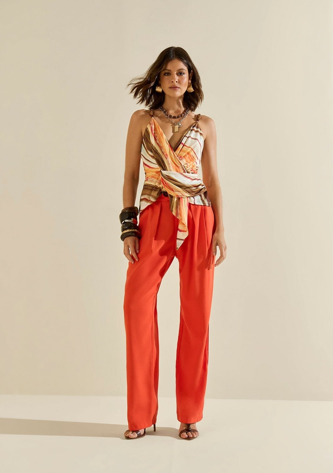 Imagem principal Calça Morena Rosa Reta Alta Laranja Morena Rosa laranja rosa