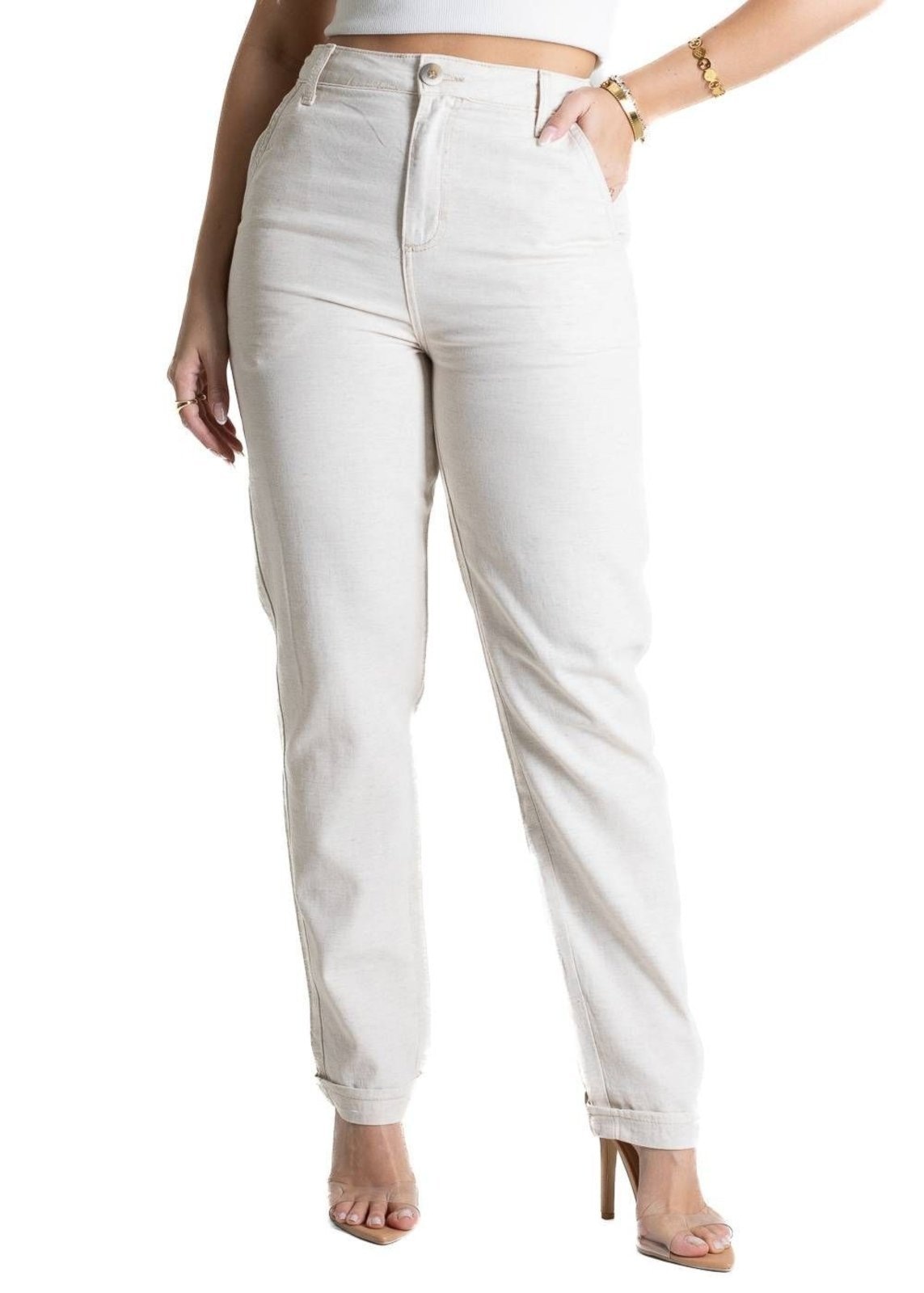 Imagem principal Calça Linho Sawary Reta - 280336 Sawary bege