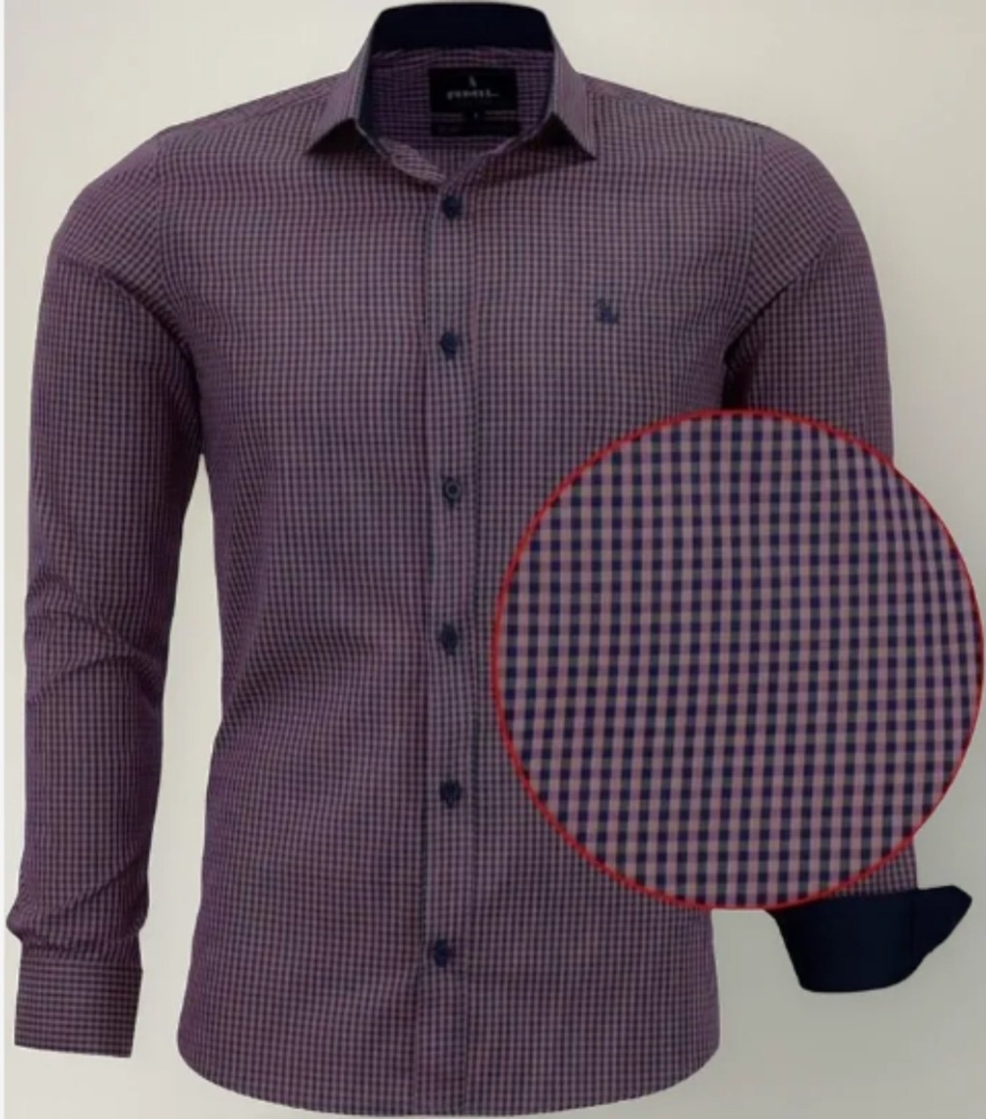 Imagem principal Camisa Social Amil Slim Buzz Algodão Micro Xadrez Manga Longa Luxo Cor07 Amil verde