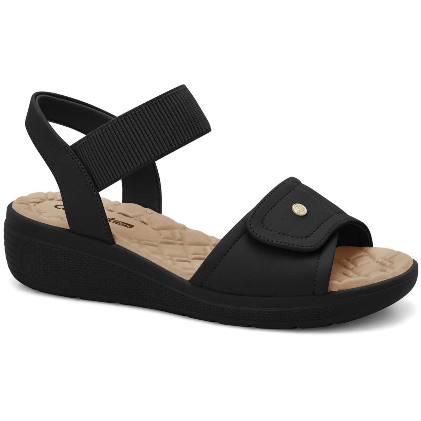 Imagem principal Sandália Feminina Plataforma Elástico Preta Comfortflex 2486403-2 Comfortflex preto