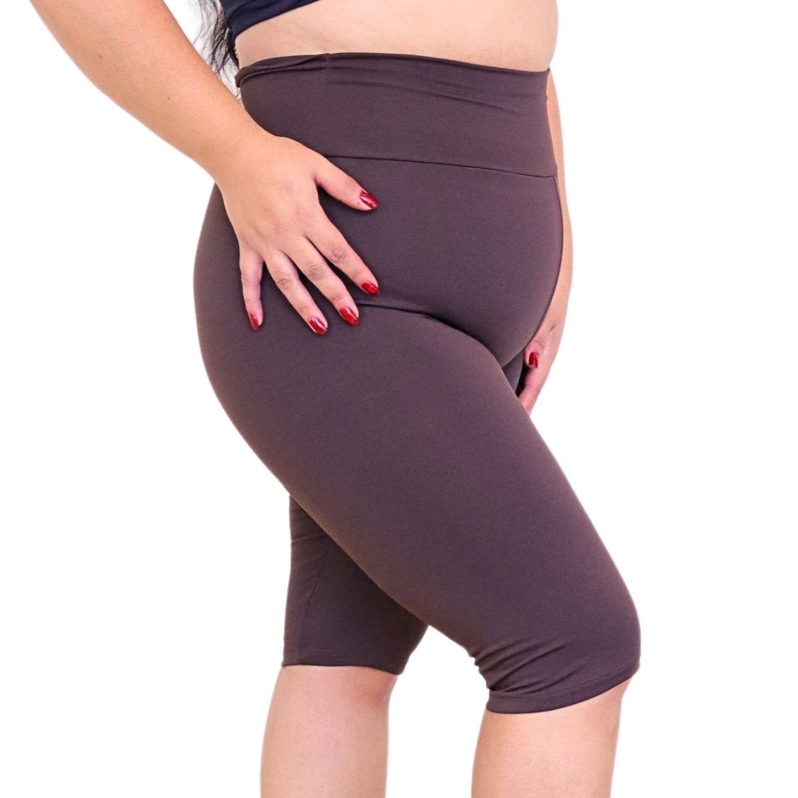 Imagem principal Bermuda Plus Size Heide Ribeiro Linha Silver Academia Marrom Heide Ribeiro marrom silver