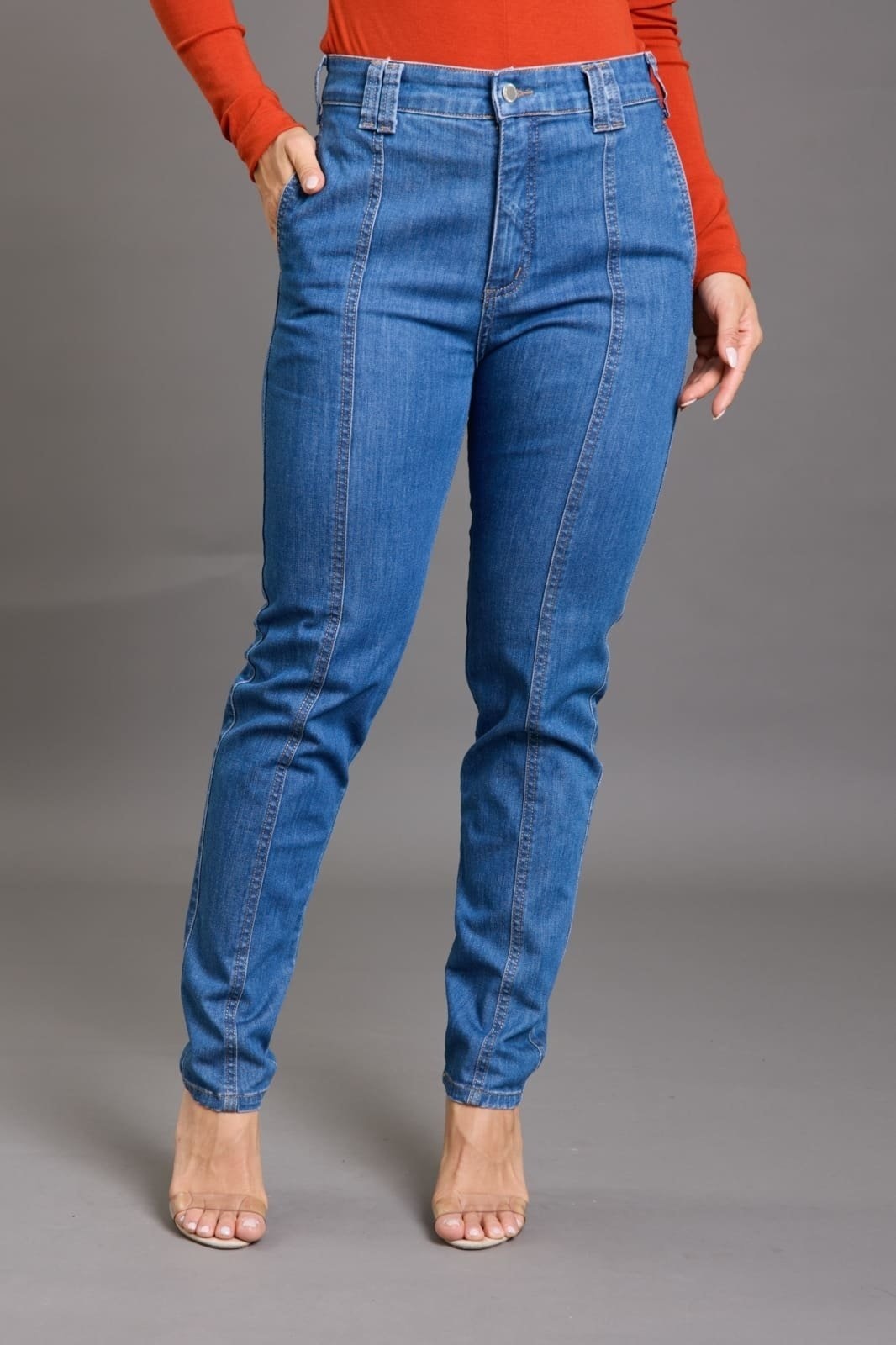 Imagem principal Calça Jeans Comfort Feminina com Detalhe em Costura Lemier Collection LEMIER azul