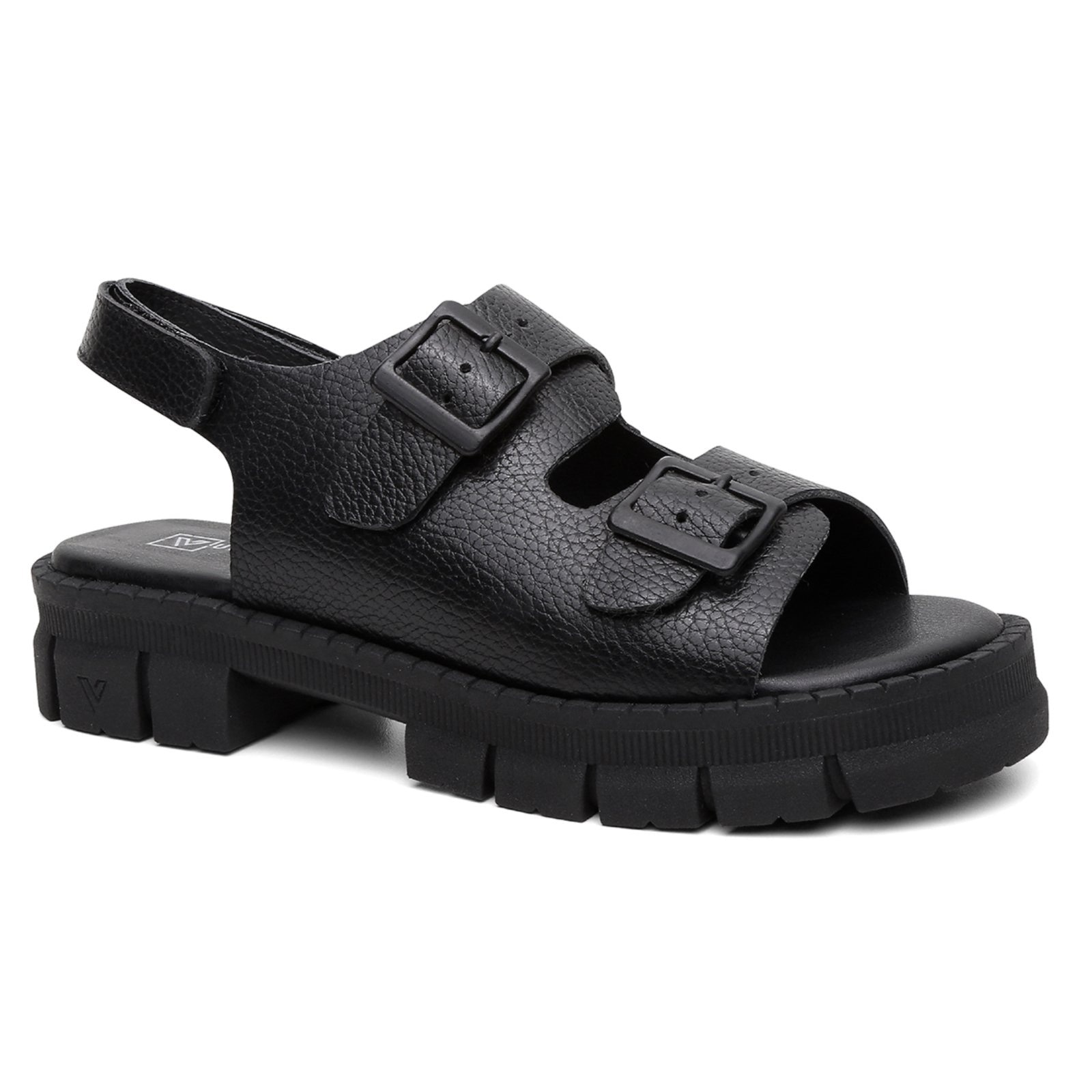 Imagem principal Sandália Feminina Vittal Couro Tira Ajustável Sola Tratorada Preta USE VITTAL preto