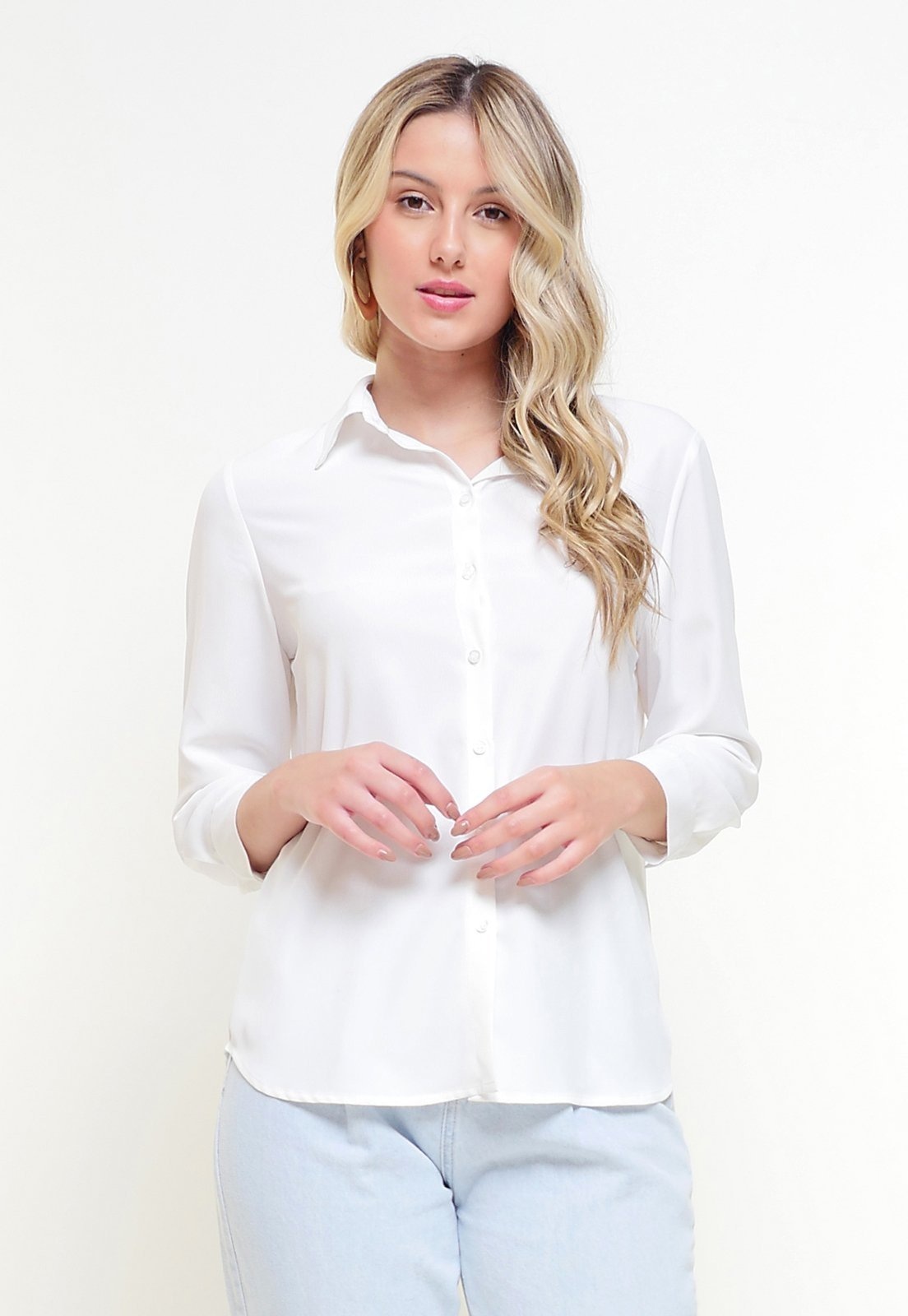 Imagem principal Camisa Intens Manga 3/4 Classico Liso Intens branco