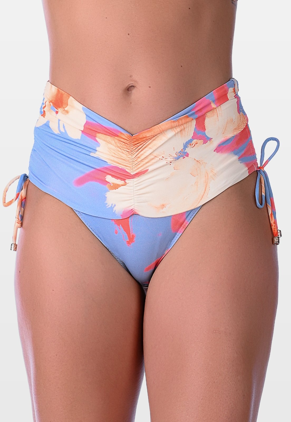 Imagem principal Calcinha Summer Soul Hot Pants Cós Franzido Com Amarração Summer Soul floral/laranja