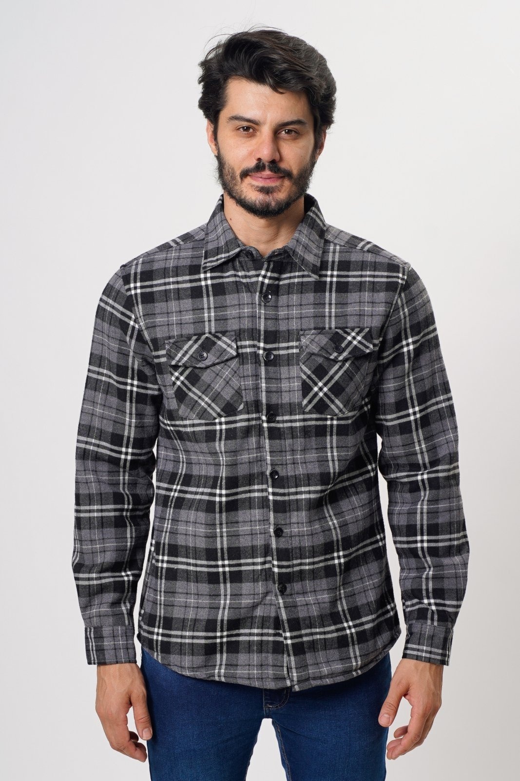 Imagem principal Jaqueta Masculina Sh Fashion De Flanela Forrada Cor Preta SH FASHION preto