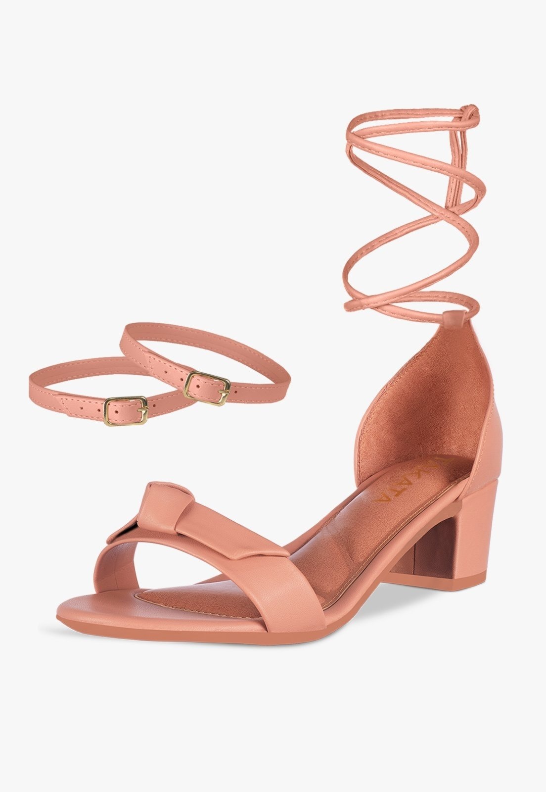 Imagem principal Sandália Feminina Salto Quadrado Grosso Bloco Baixo tira Laço Nó Sintético Confortável Sapato Festa elegante TAKATA BY RAFAEL TAKATA nude