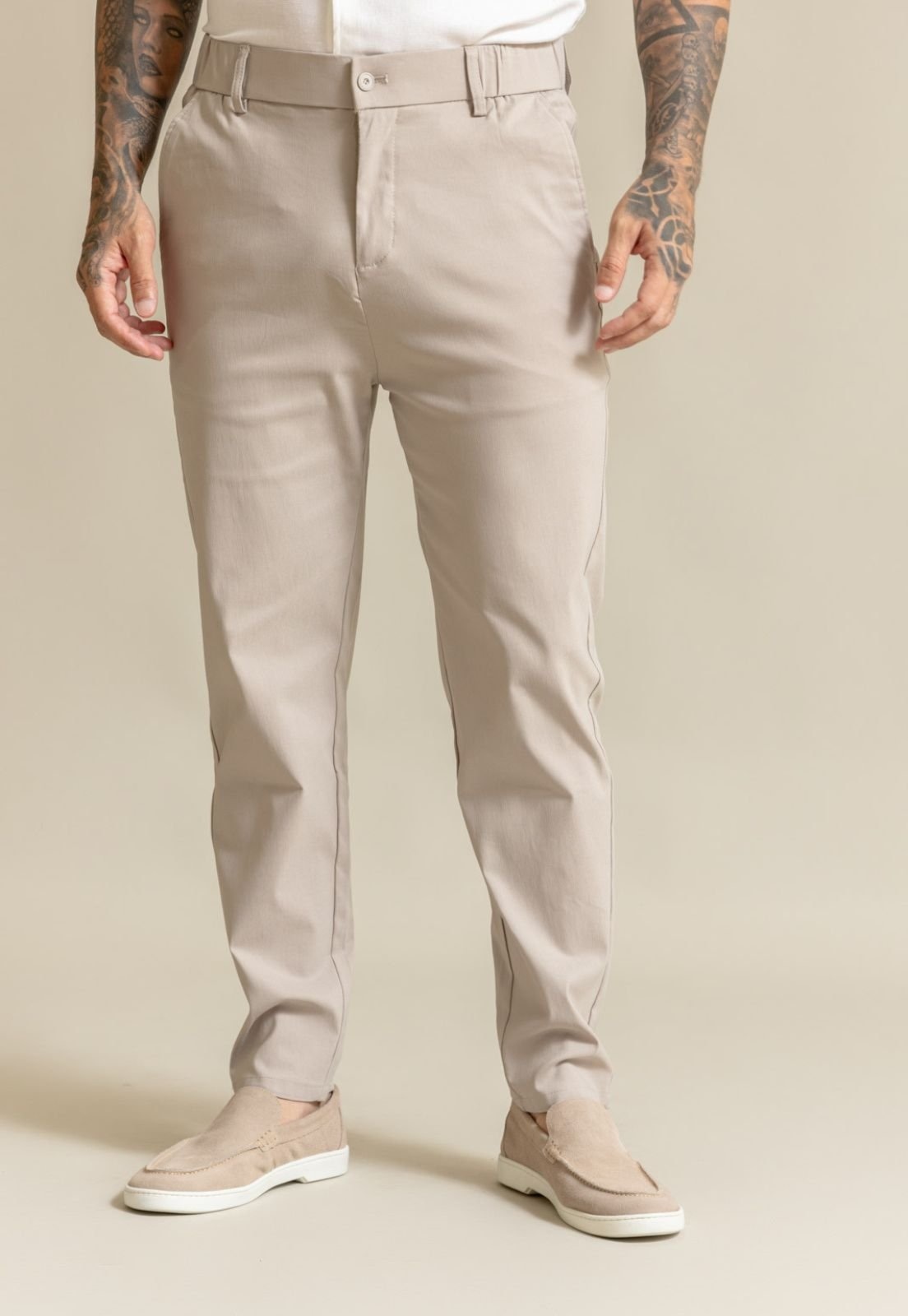 Imagem principal Calça Alfaiataria Masculina Social Slim Color Dialogo Caqui Dialogo Jeans cinza caqui