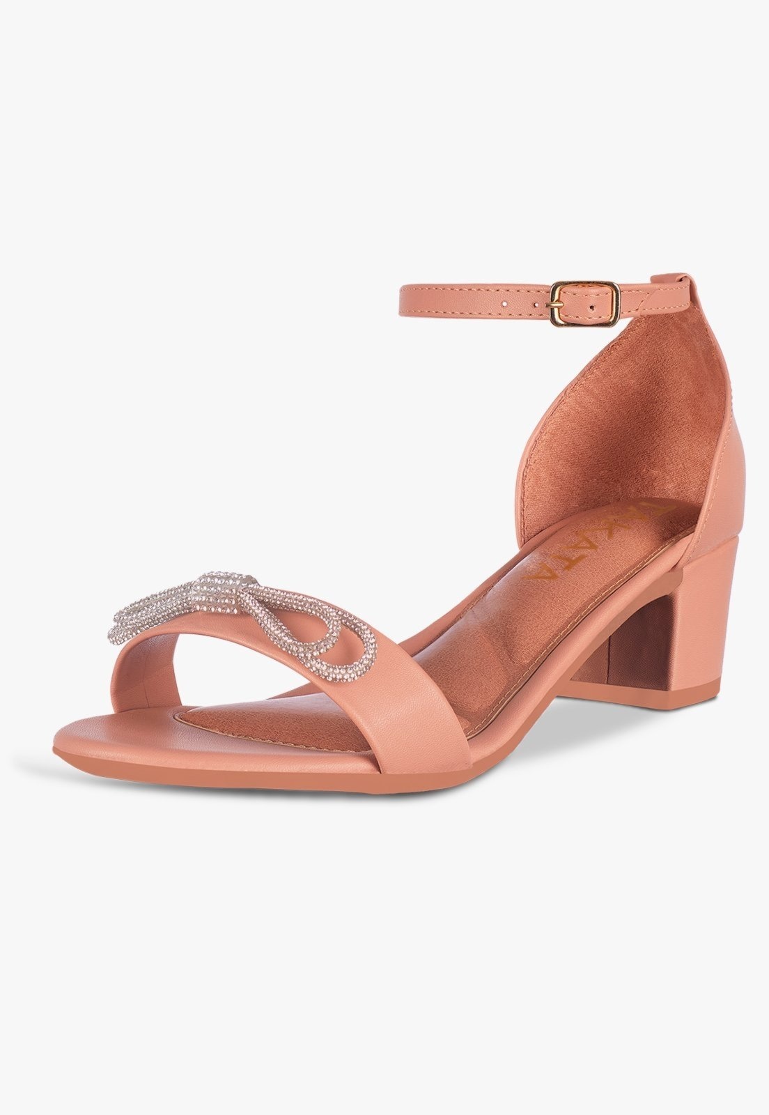 Imagem principal Sandália Feminina Salto Bloco Grosso Quadrado Baixo Sapato Laço Cristal Moderna Festa TAKATA BY RAFAEL TAKATA nude