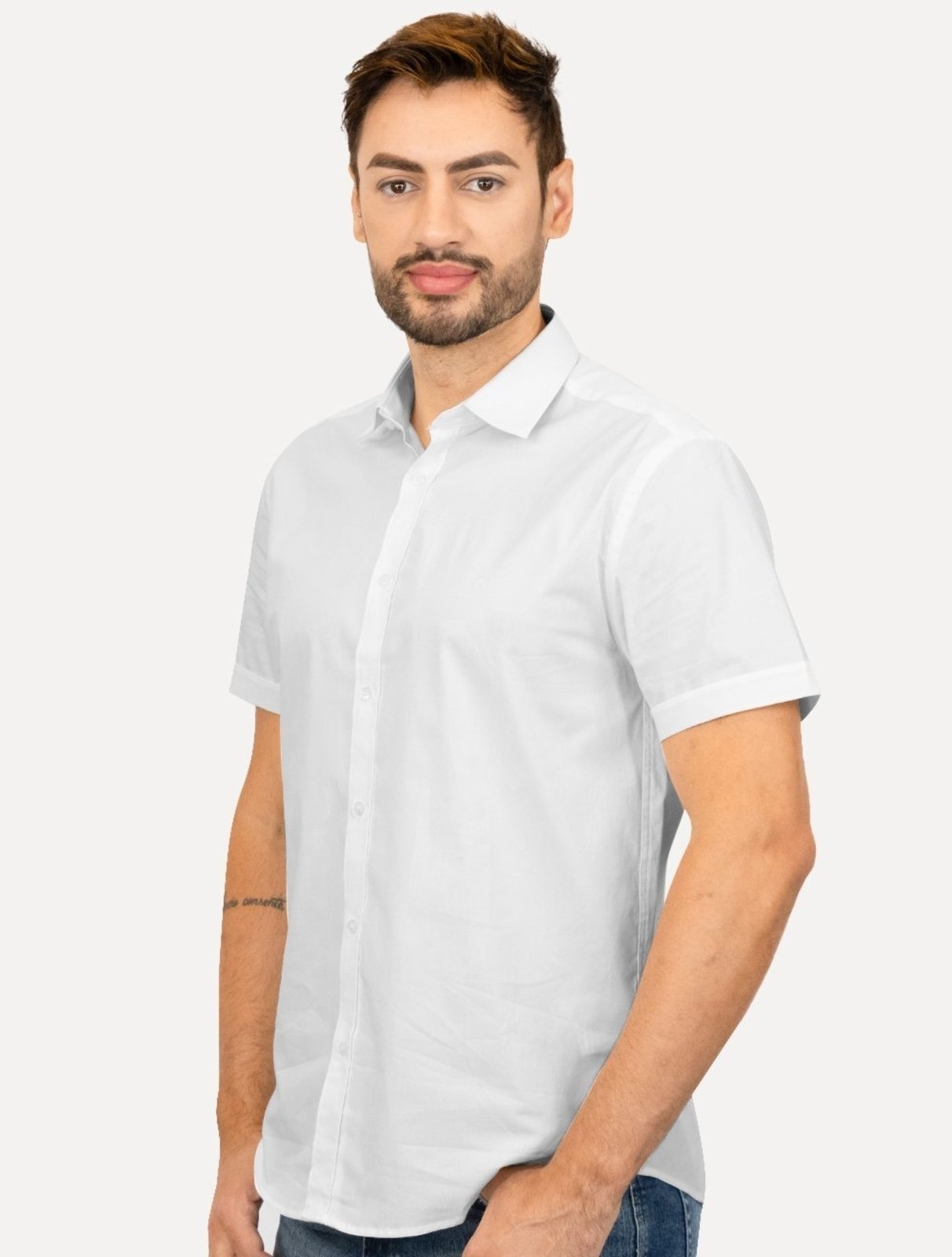 Imagem principal Camisa Aramis Masculina Manga Curta Slim Stretch Tricoline Branca Aramis branco