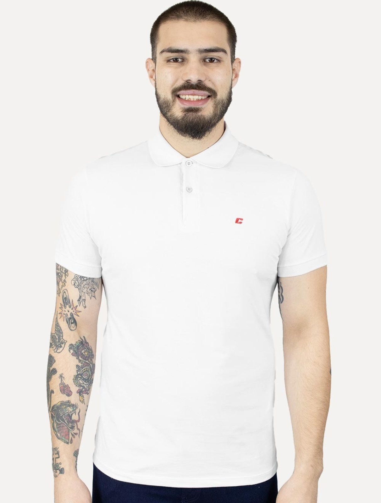 Imagem principal Polo Colcci Masculina Piquet Slim Red Mini Logo Branca Colcci branco red