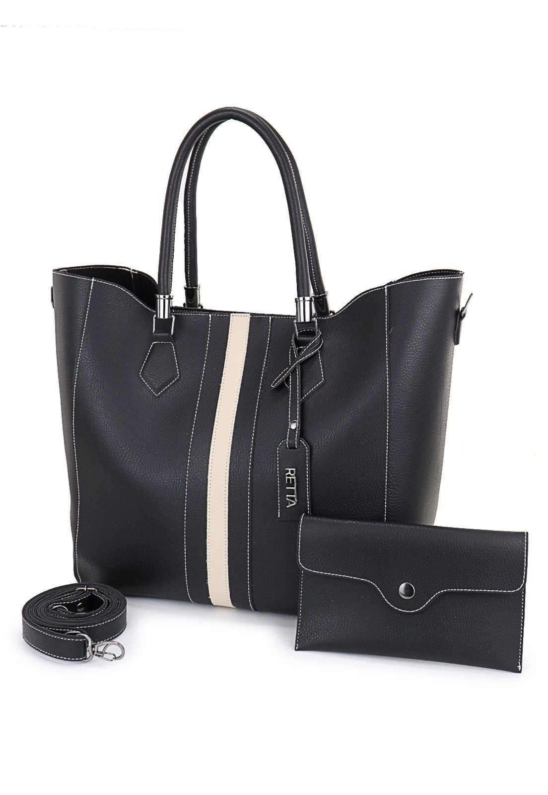 Imagem principal Bolsa Feminina Saco Transversal e de Mão Retta Oficial Preta e Marfim Retta Oficial preto