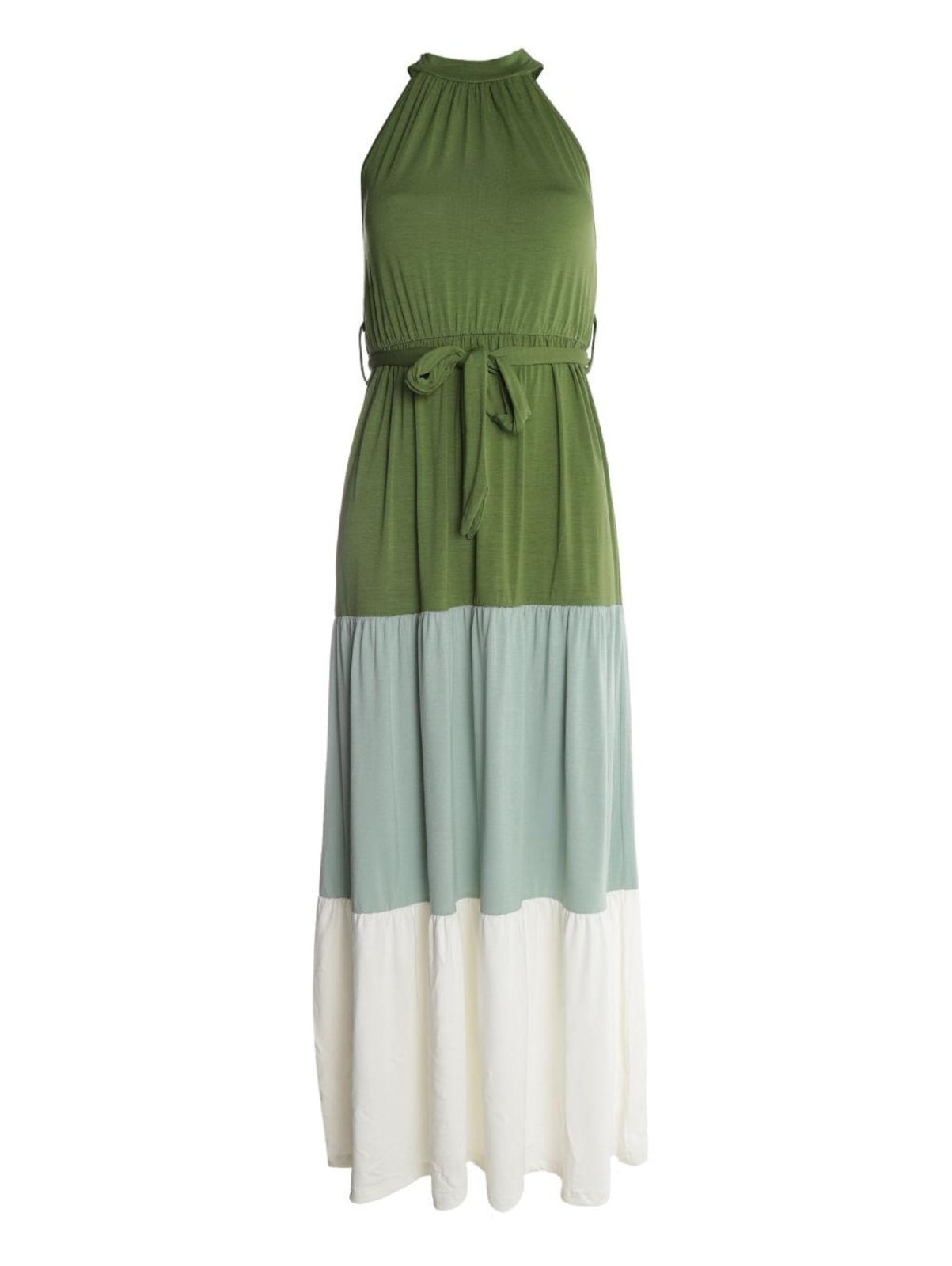 Imagem principal Vestido Com Amarração Bloco de Cores Feminino CLARO/OFF WHITE Autentique verde
