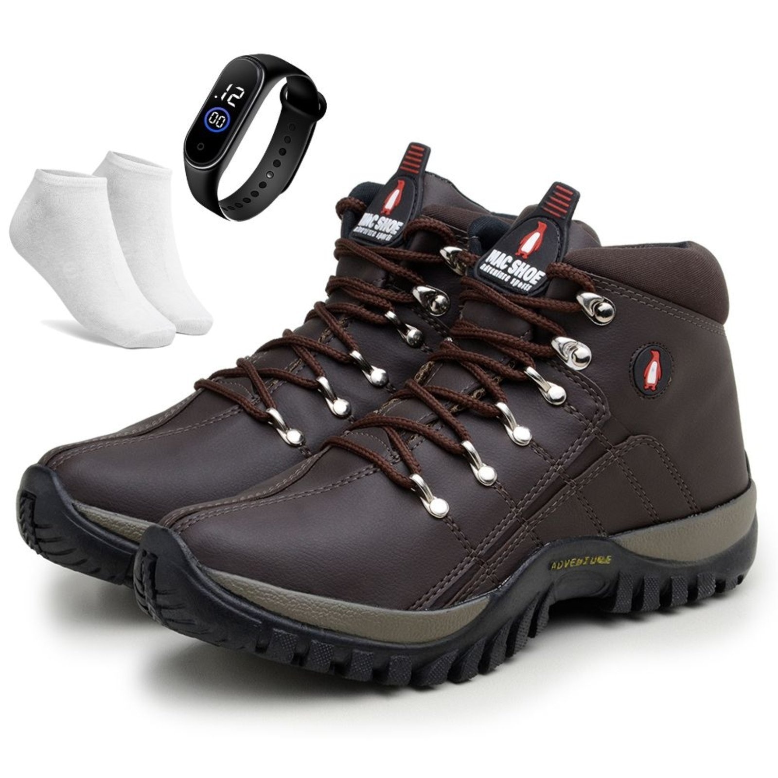 Imagem principal Kit Bota Adventure Bia Ramos para Trilha Confortavel Feminina + Relógio e Meia Bia Ramos marrom