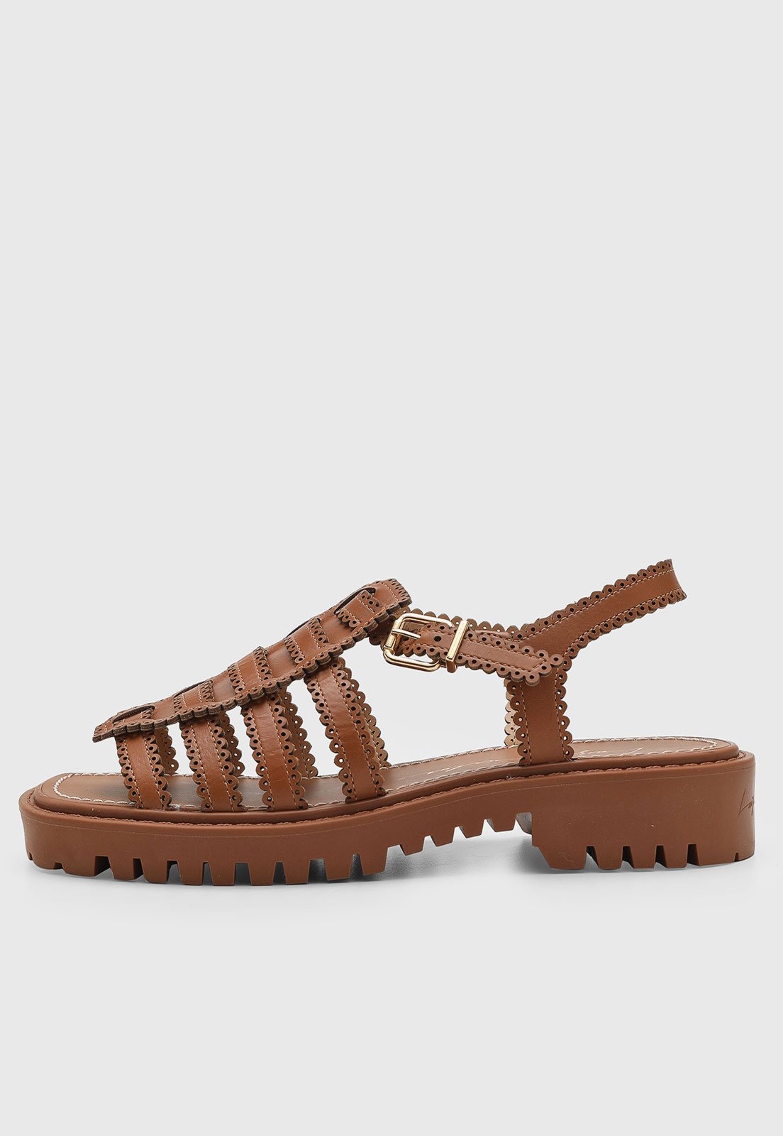 Imagem principal Sandália Feminina Luiza Barcelos Tiras Recortes Luiza Barcelos marrom