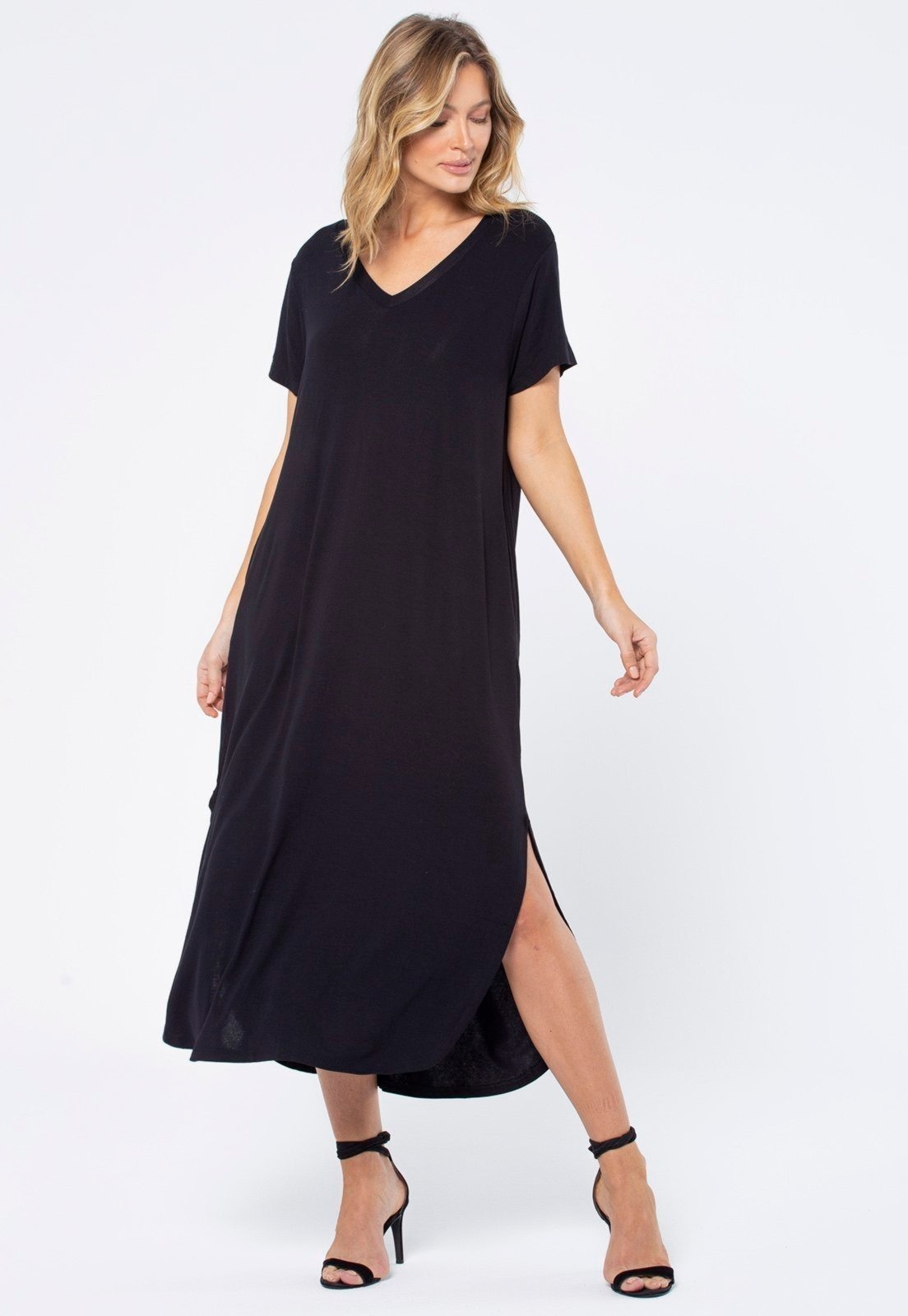 Imagem principal Vestido Midi Amazonia Vital Malha Manga Curta com Bolso Amazonia Vital preto