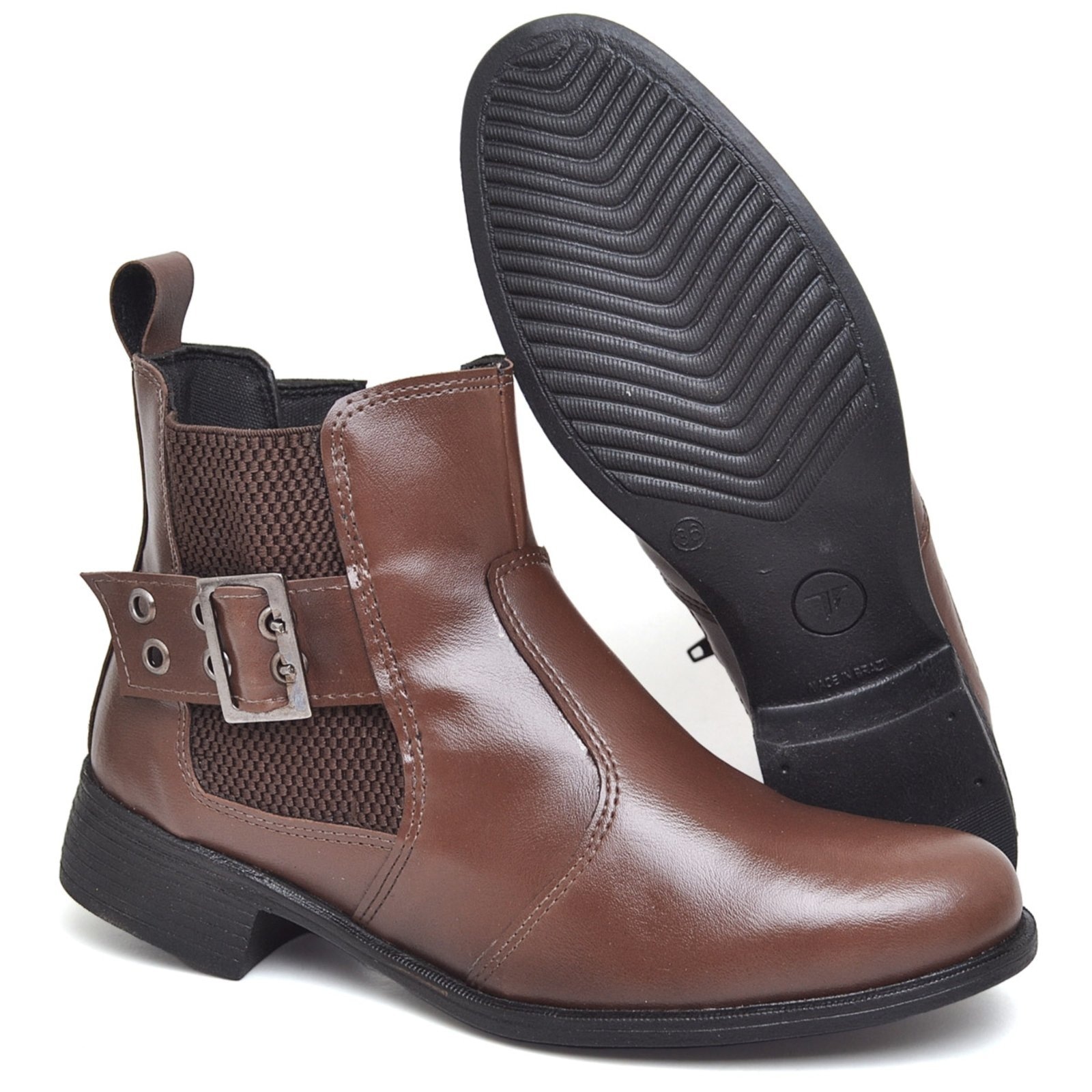 Imagem principal Bota Feminina Polo Blu Cano Médio com Fivela Estilosa Marrom em Sintético do 33 ao 40 Polo Blu marrom blu