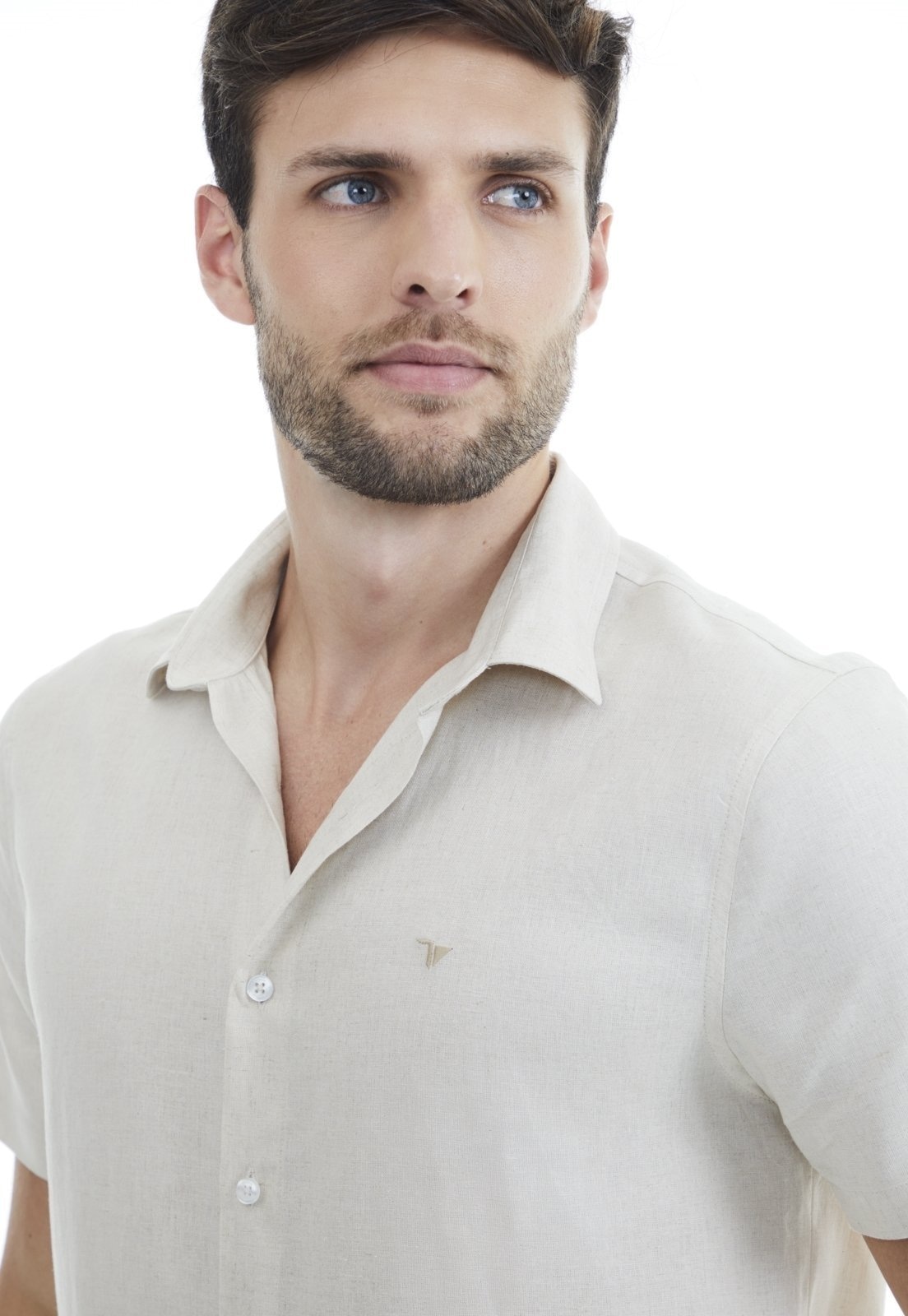 Imagem principal Camisa Linho Traymon Slim Manga Curta Natural Traymon bege natural