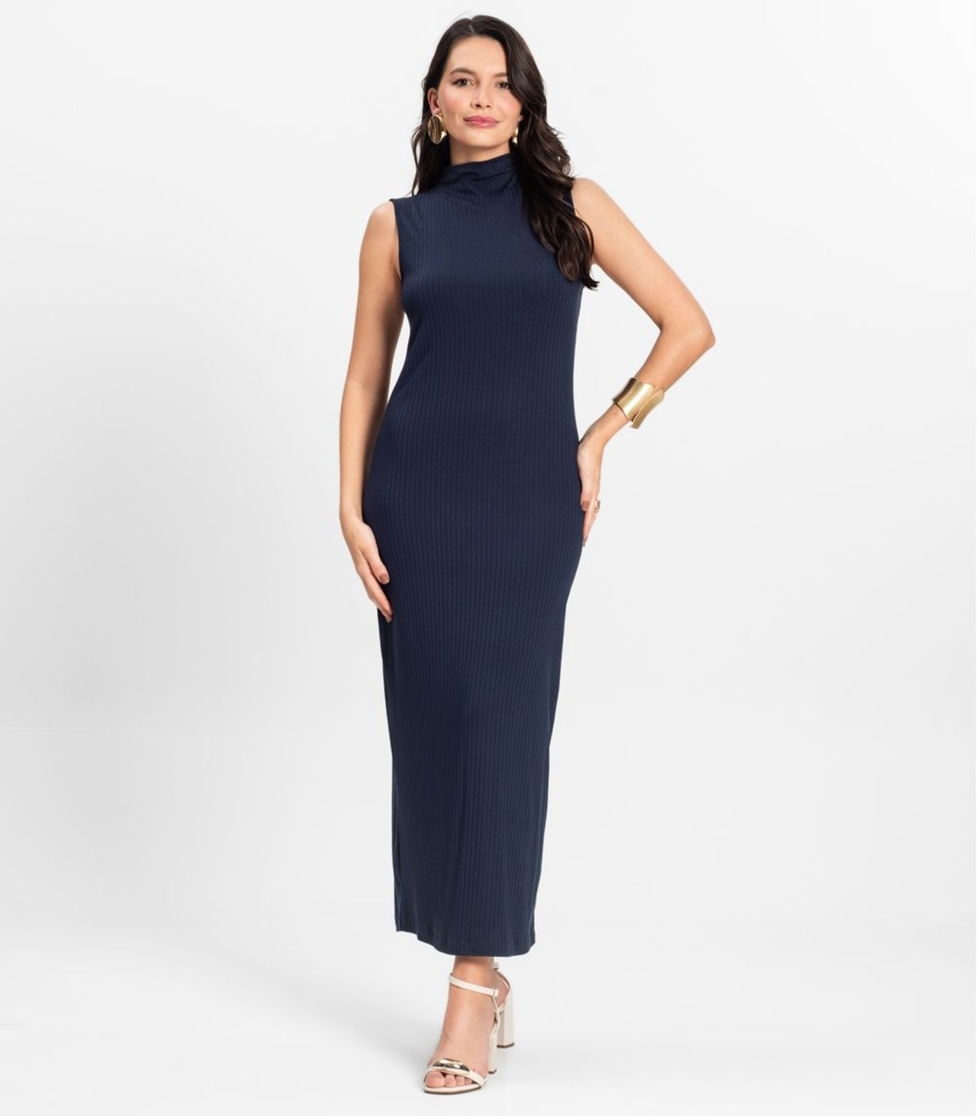 Imagem principal Vestido Midi Ribana Canelada Rovitex Rovitex Básicos azul