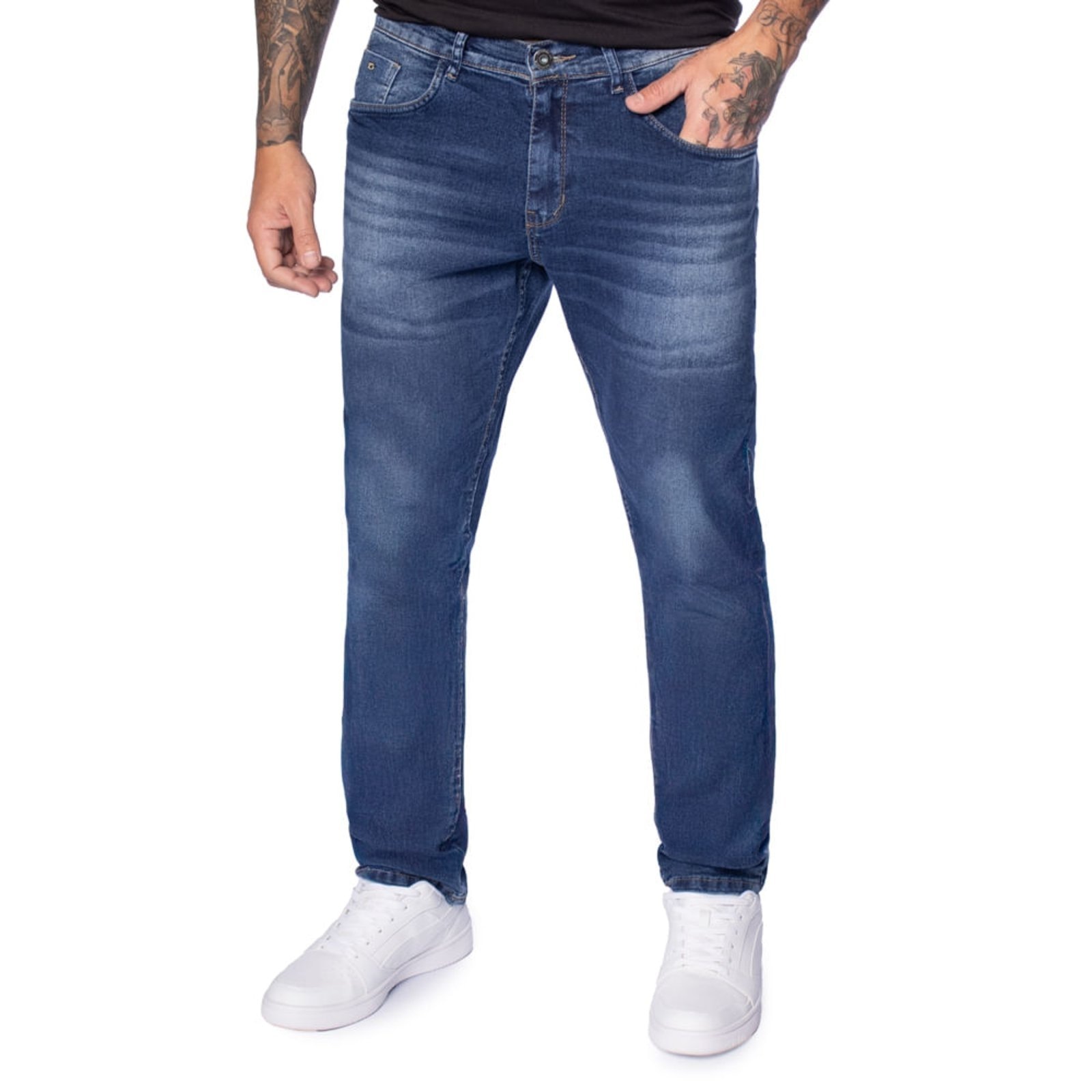 Imagem principal Calça Jeans Masculina Gangster Modelagem Reta Escuro Gangster azul