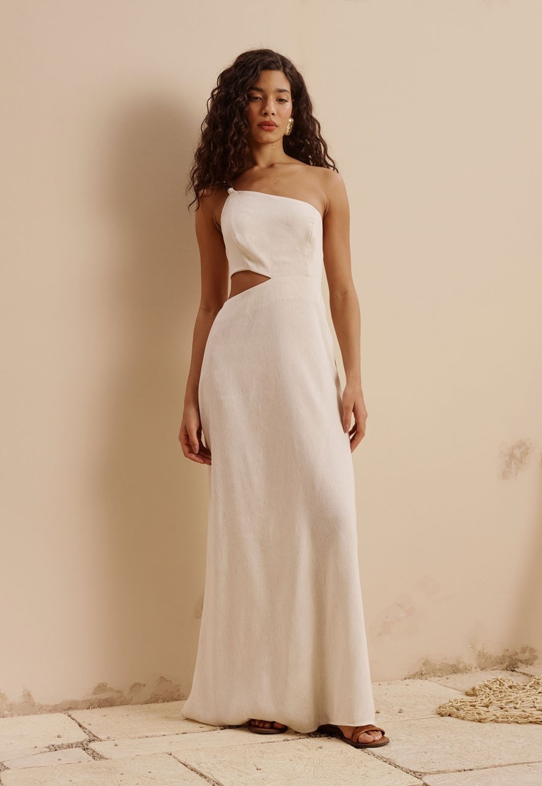 Imagem principal Vestido Fenda Alça Corrente CaCay verde oliva