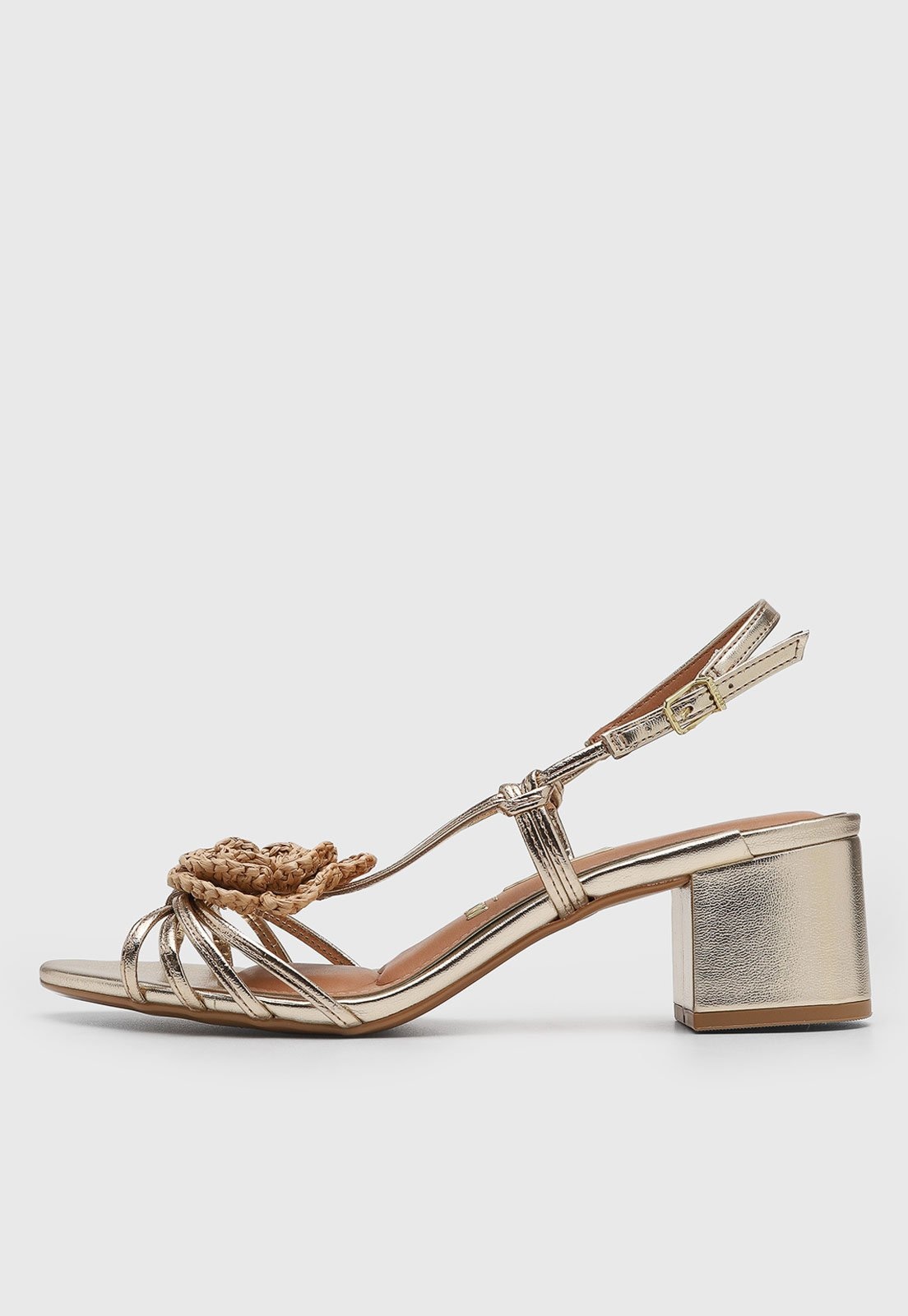 Imagem principal Sandália Feminina Vizzano Salto Bloco Flor Metalizada VIZZANO dourado