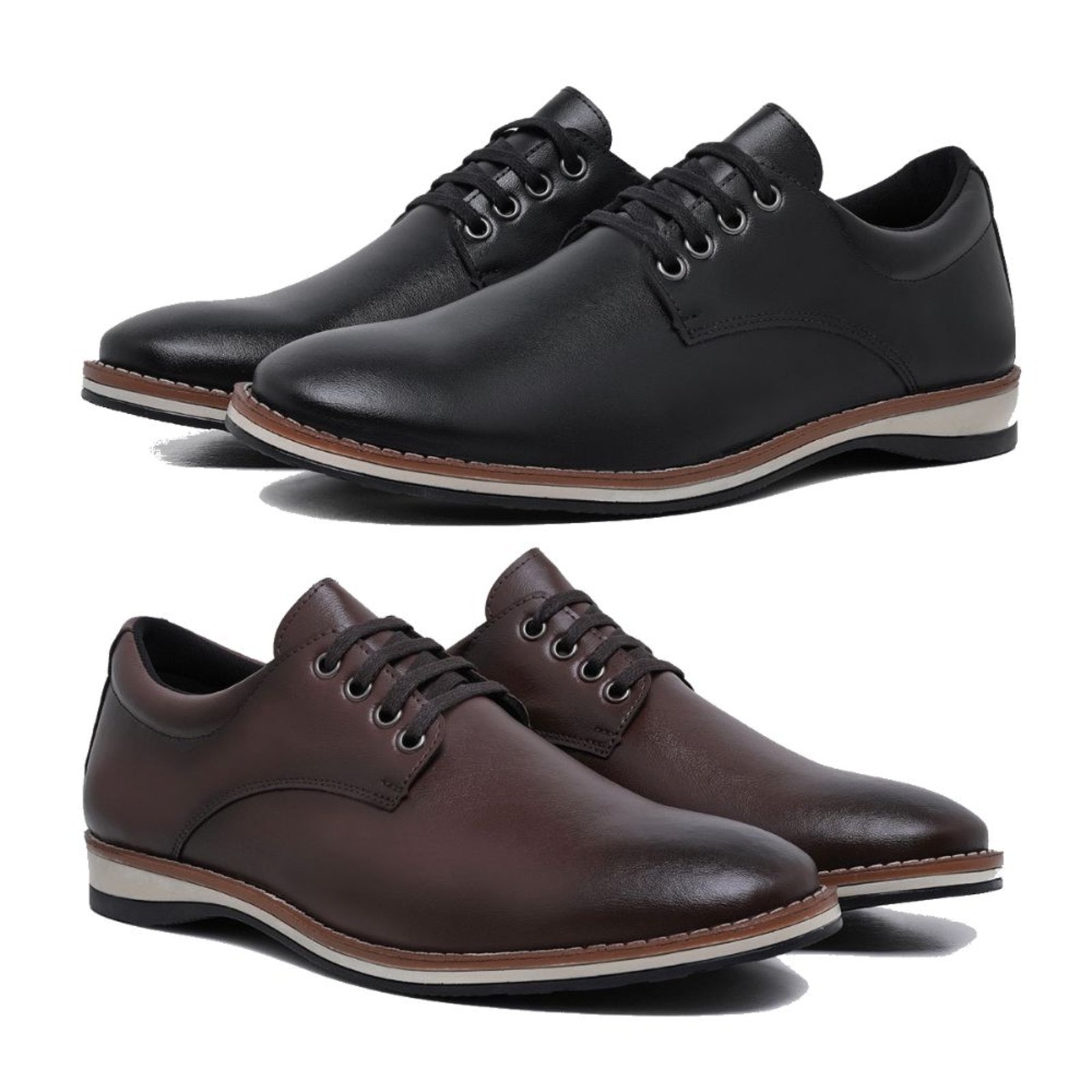 Imagem principal Kit 2 Sapato Social Oxford Masculino com Cadarço Moderno Elegante e Bia Ramos café/marrom/preto