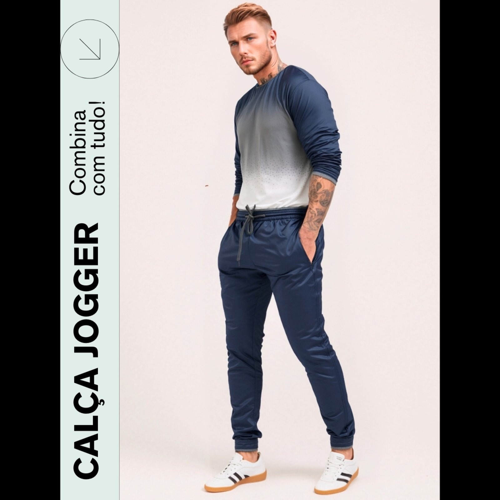 Imagem principal Calça Jogger Tecido Helanca Slim Casual Academia KS azul/azul marinho