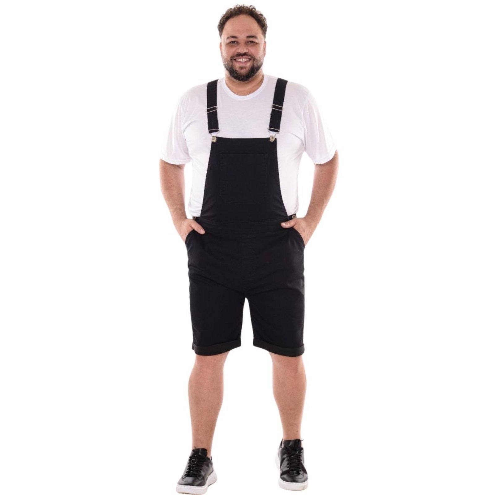 Imagem principal Macacão Masculino Jeans Light Jardineira Curto Plus Size JEANS LIGHT preto