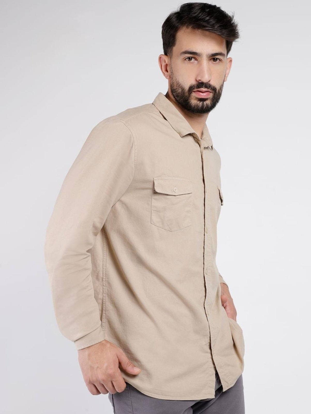 Imagem principal Camisa Manga Longa Masculina CAQUI Vels marrom caqui