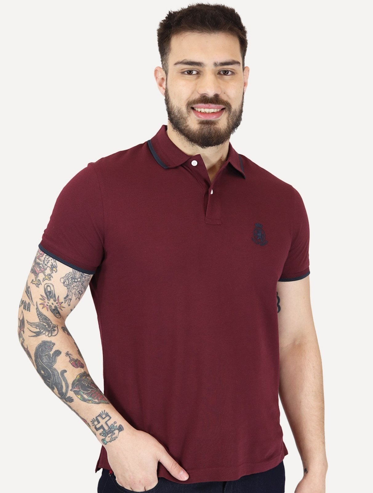 Imagem principal Polo Tommy Hilfiger Masculina Regular Holiday Crest Tommy Hilfiger bordô