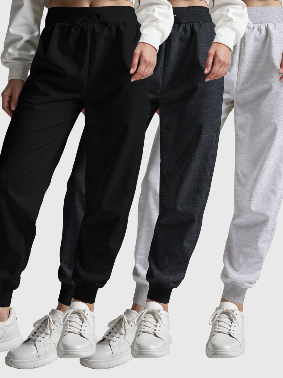 Imagem principal Kit 3 Calças Moletom Femininas Preto Chumbo Flaneladas Estilo, Conforto e Versatilidade Benellys cinza