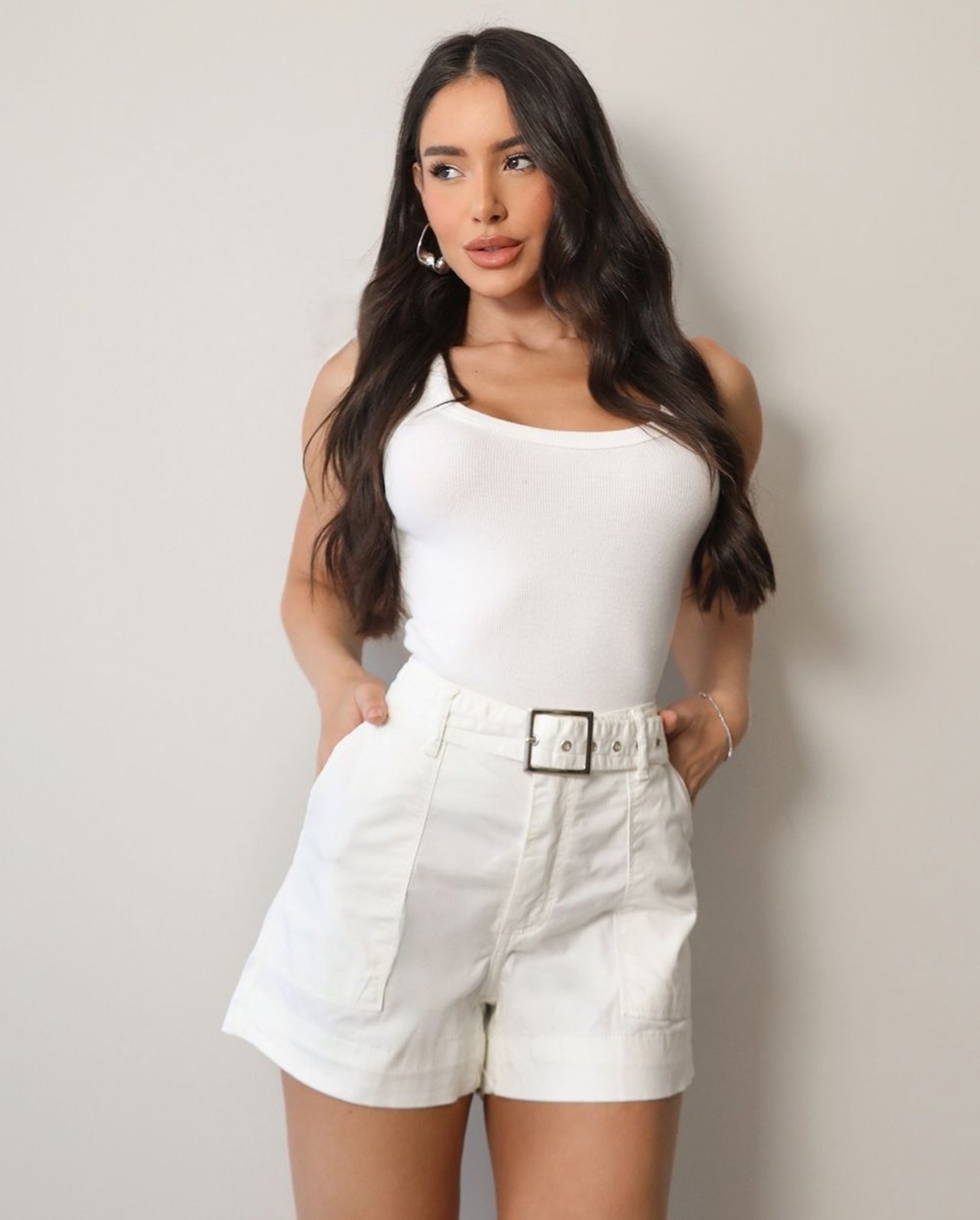 Imagem principal Shorts Sarja Mom Feminino com Cinto 24531 Off White Consciência off-white white