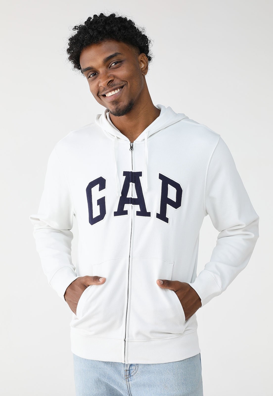 Imagem principal Blusa de Moletinho Aberta GAP Reta Logo Estampado Com Capuz Branca GAP branco