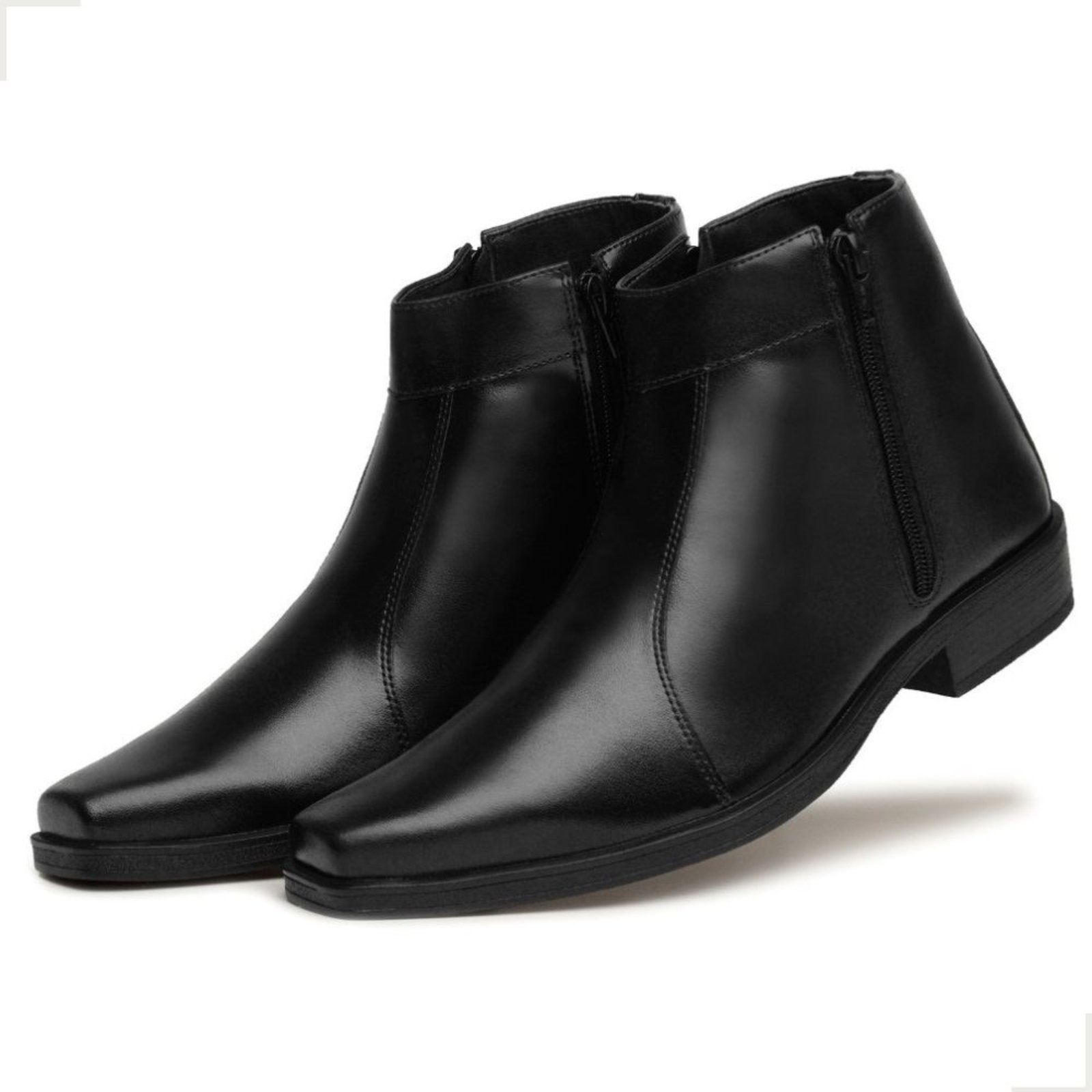 Imagem principal Bota Social Masculina Bico Quadrado Ziper Lateral Bertelli Preta Bia Ramos preto