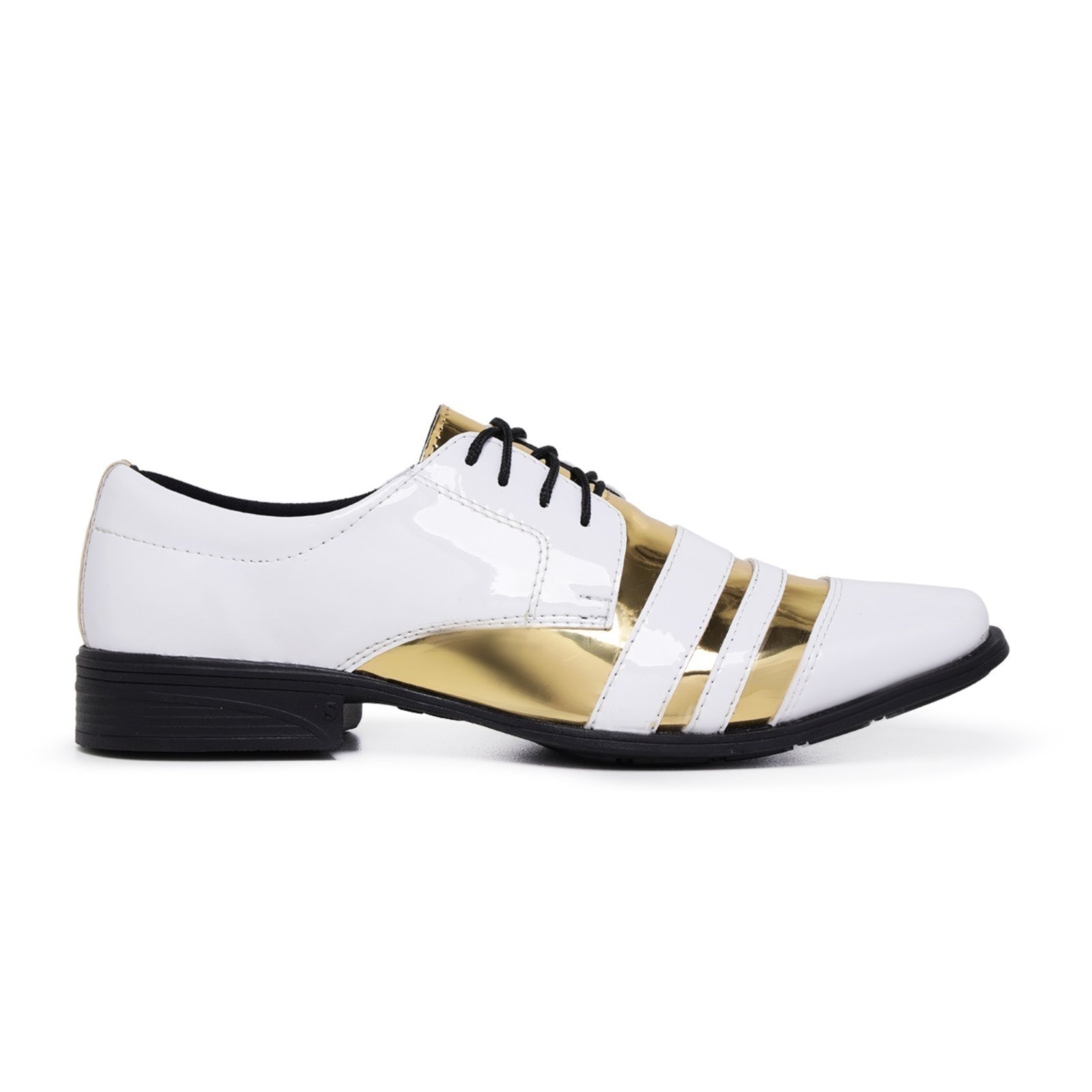 Imagem principal Sapato Social Masculino Verniz Sem Cadarços Festa Casamento Noivado Schiareli 840 Com Dourado Schiareli branco