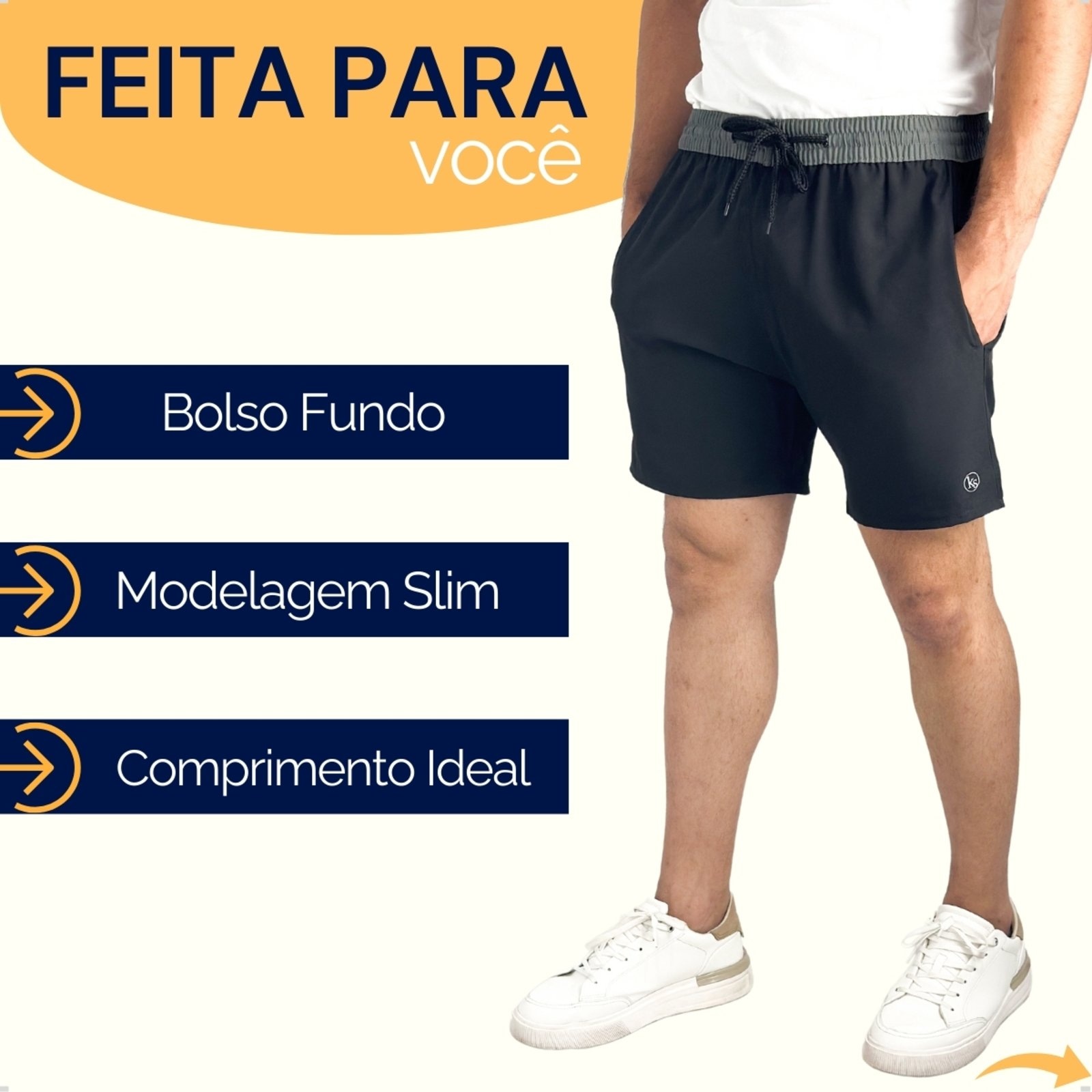 Imagem principal Kit 2 Short Esporte Masculino KS Bermuda Curta Tactel Elastano Treino Praia Casual KS azul/azul marinho/preto