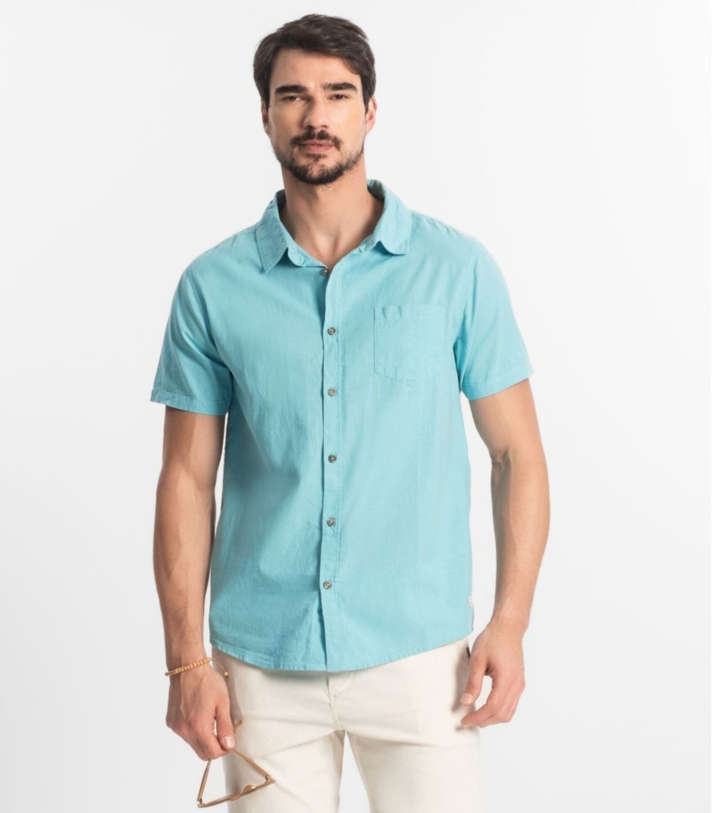 Imagem principal Camisa Masculina Em Tricoline Diametro Diametro azul