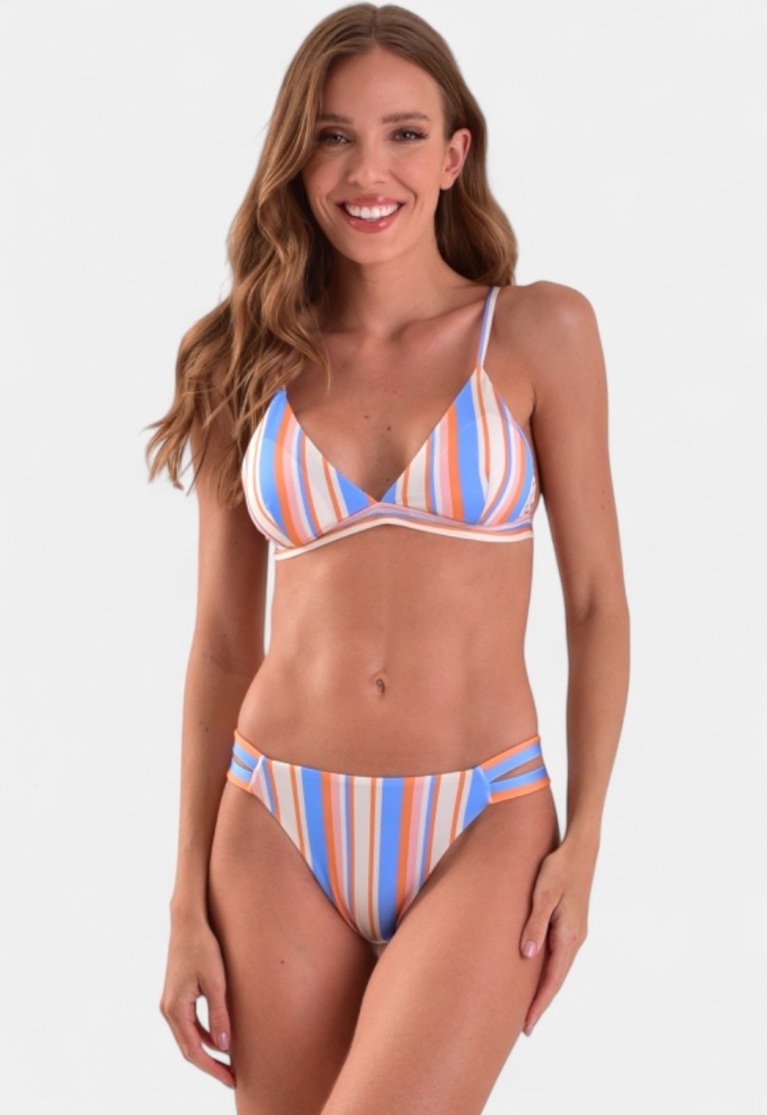 Imagem principal Biquíni Areia Branca Baly Frente Única Stripe Areia Branca azul