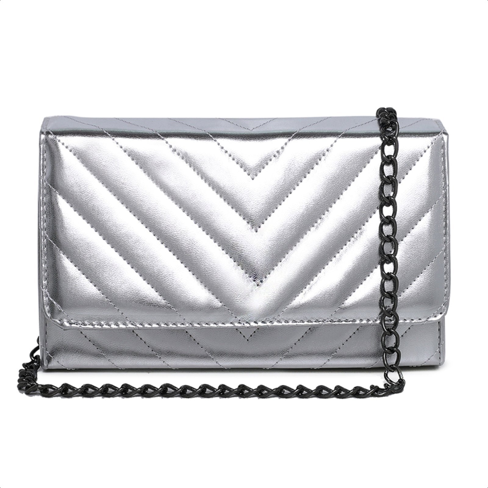 Imagem principal Bolsa Pequena De Mão Feminina Clutch Madrinha Festa Carmelo Shoes Brilho Prateada Carteira CARMELO SHOES prata