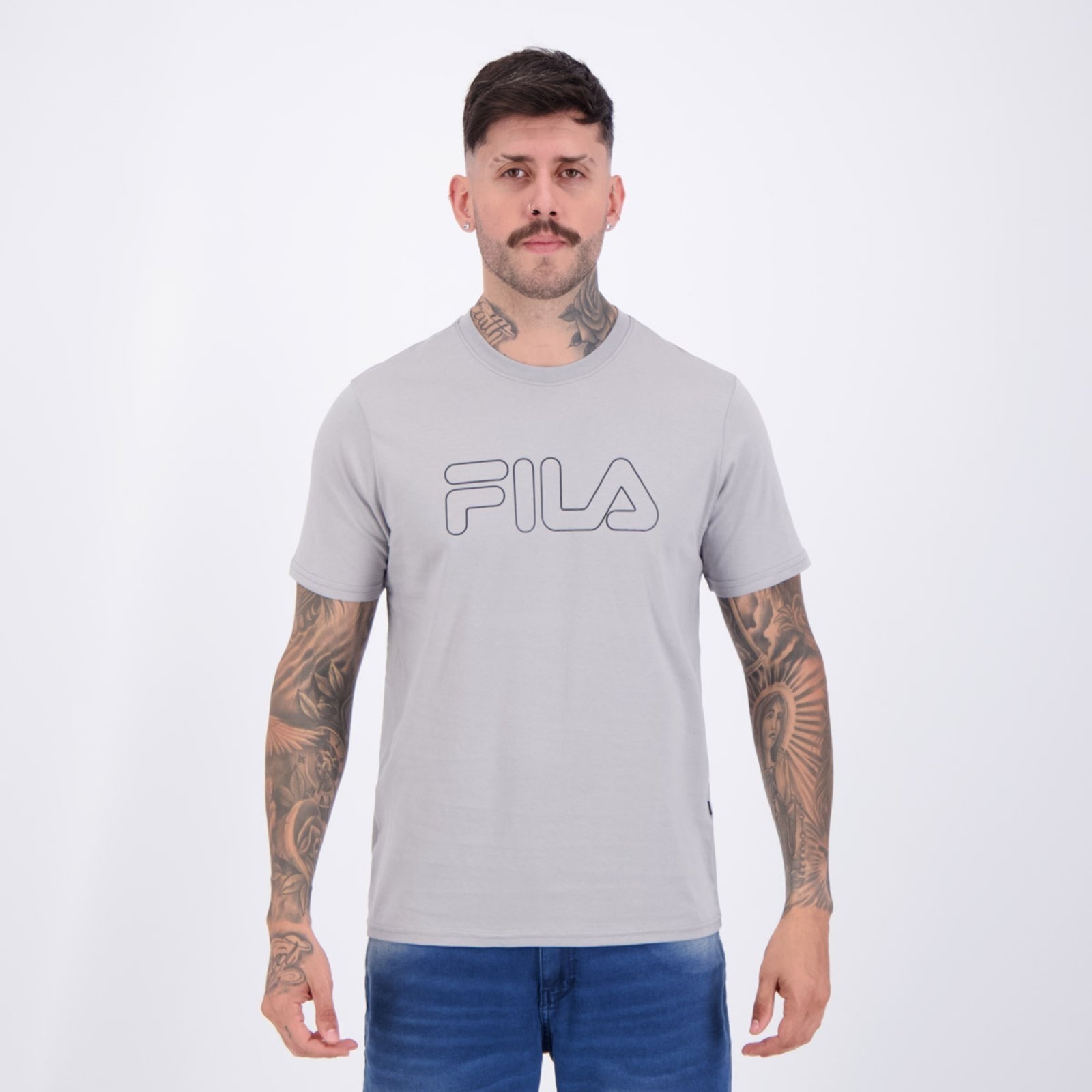 Imagem principal Camiseta Fila Regular Letter Outline Fila cinza