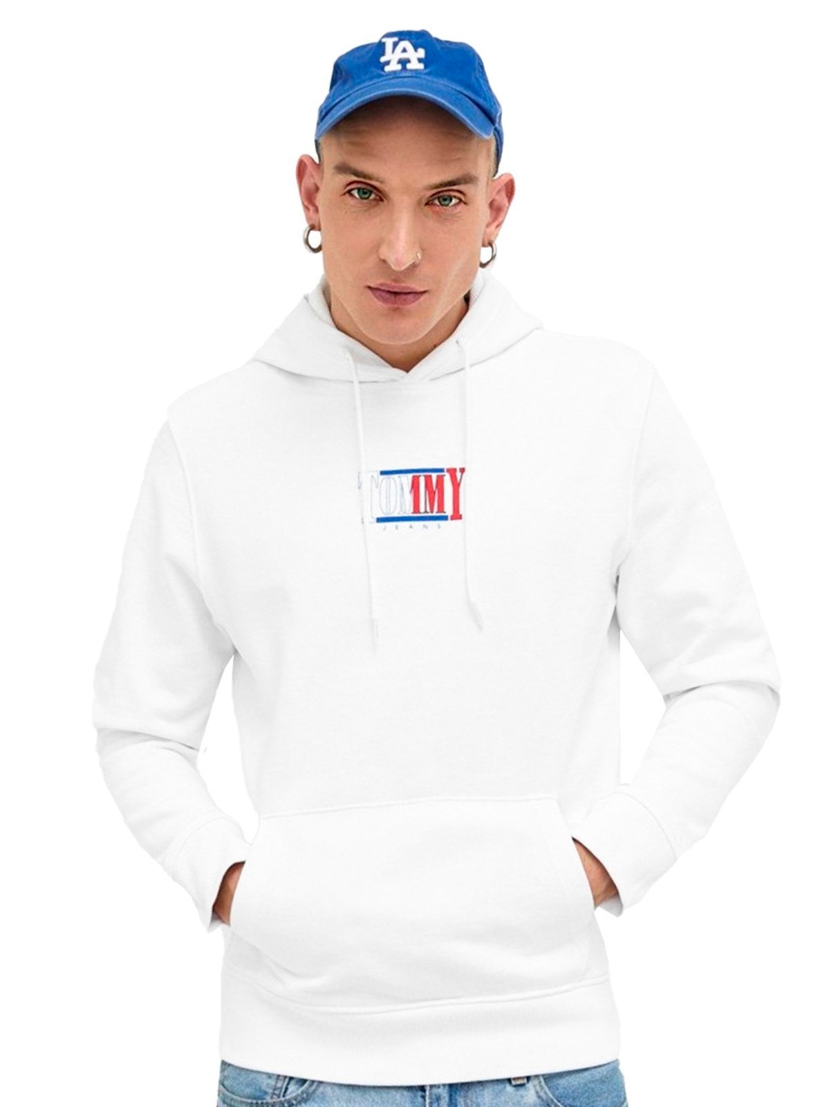 Imagem principal Moletom Tommy Jeans Masculino Regular Crewneck Essential Graphic Hoodie Branca Tommy Jeans branco