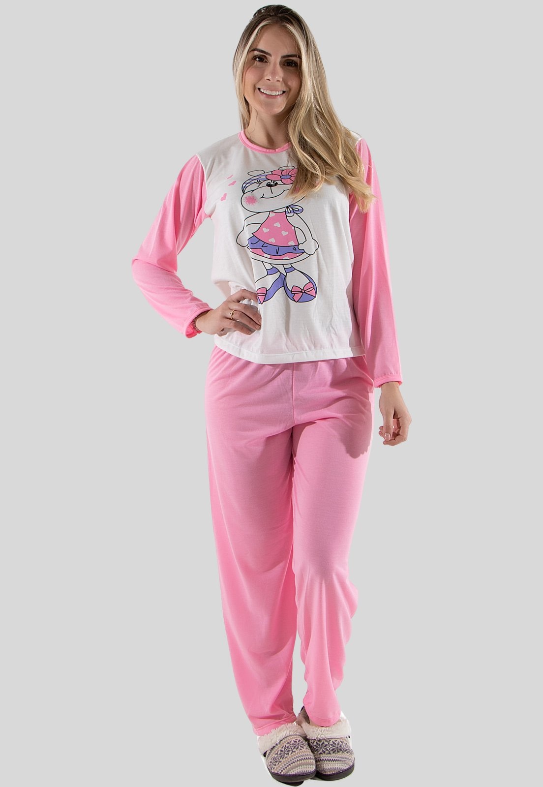 Imagem principal Pijama Longo Algodão Linha Noite Malha Premium Linha Noite rosa