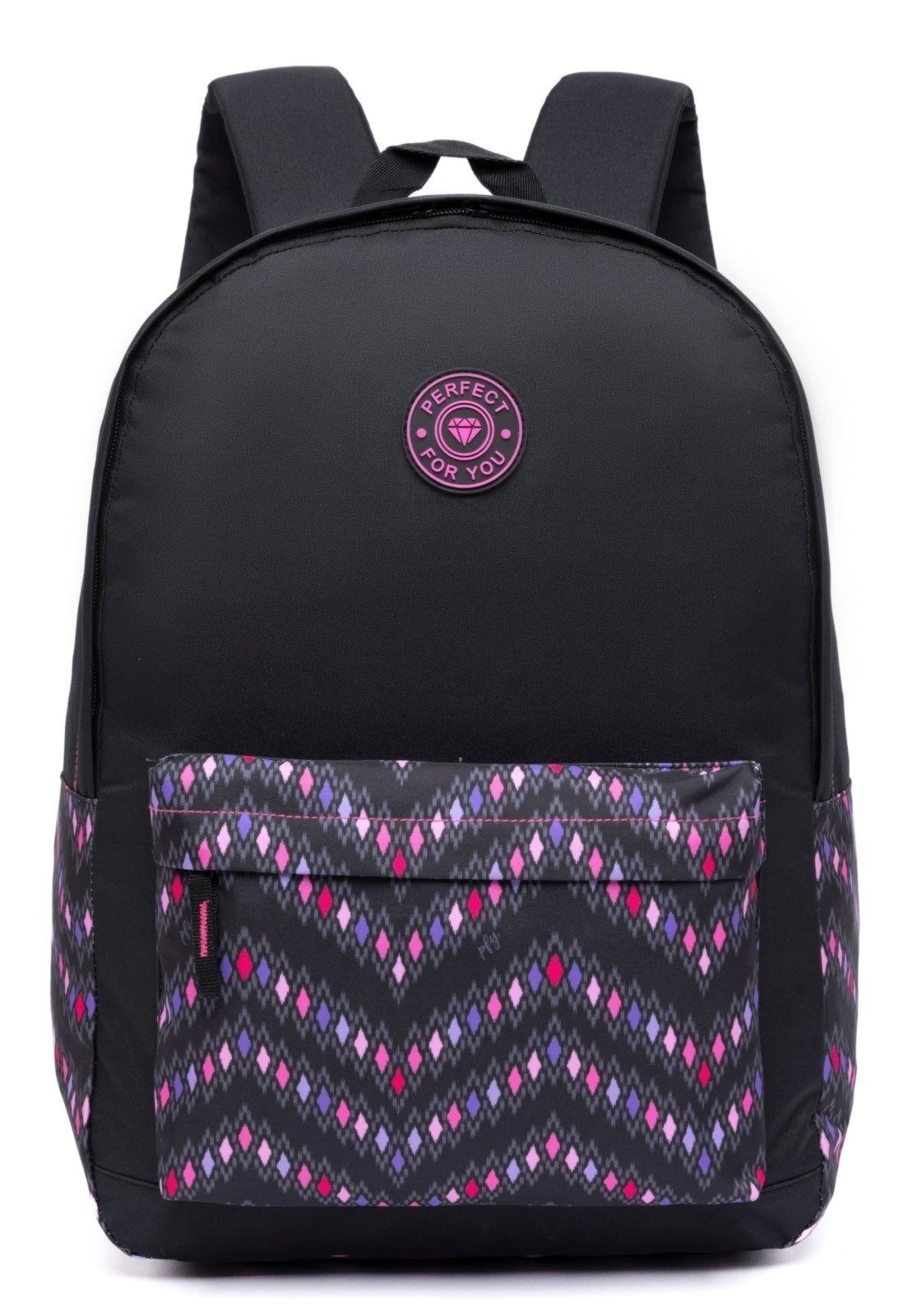Imagem principal Mochila Escolar Feminina Trabalho Resistente Espaçosa Menina Perfect For You preto/roxo