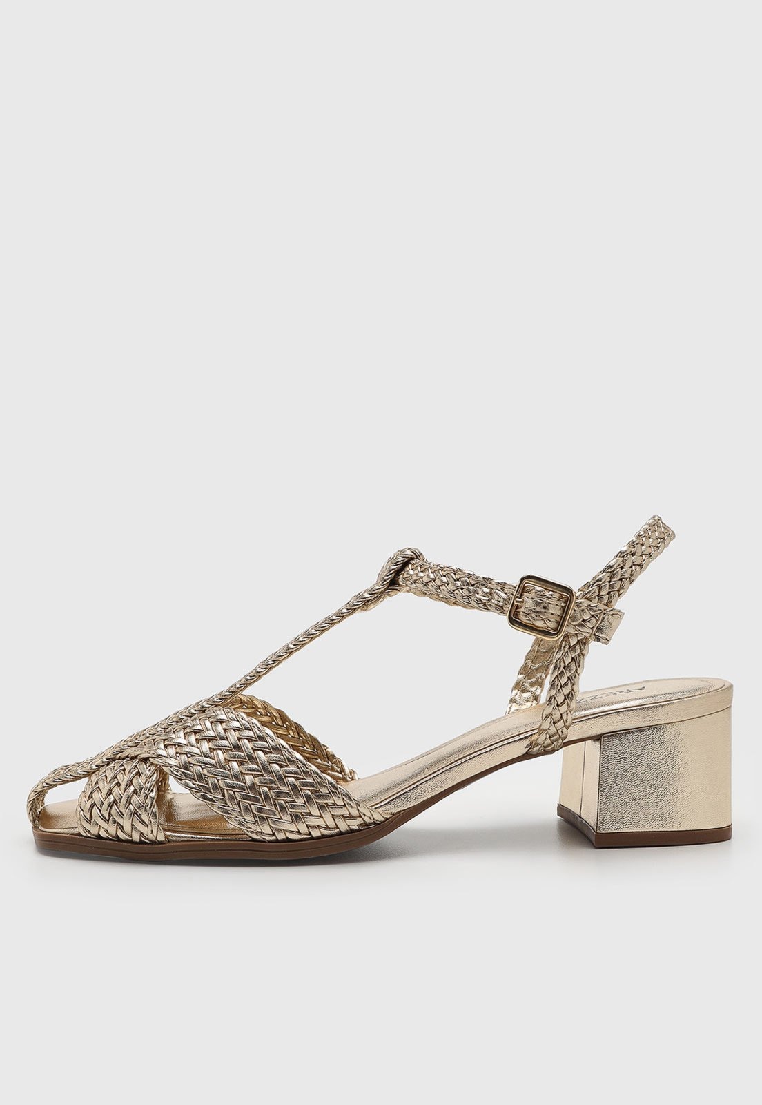 Imagem principal Sandália Feminina Arezzo Tiras Trançadas Dourada Arezzo dourado