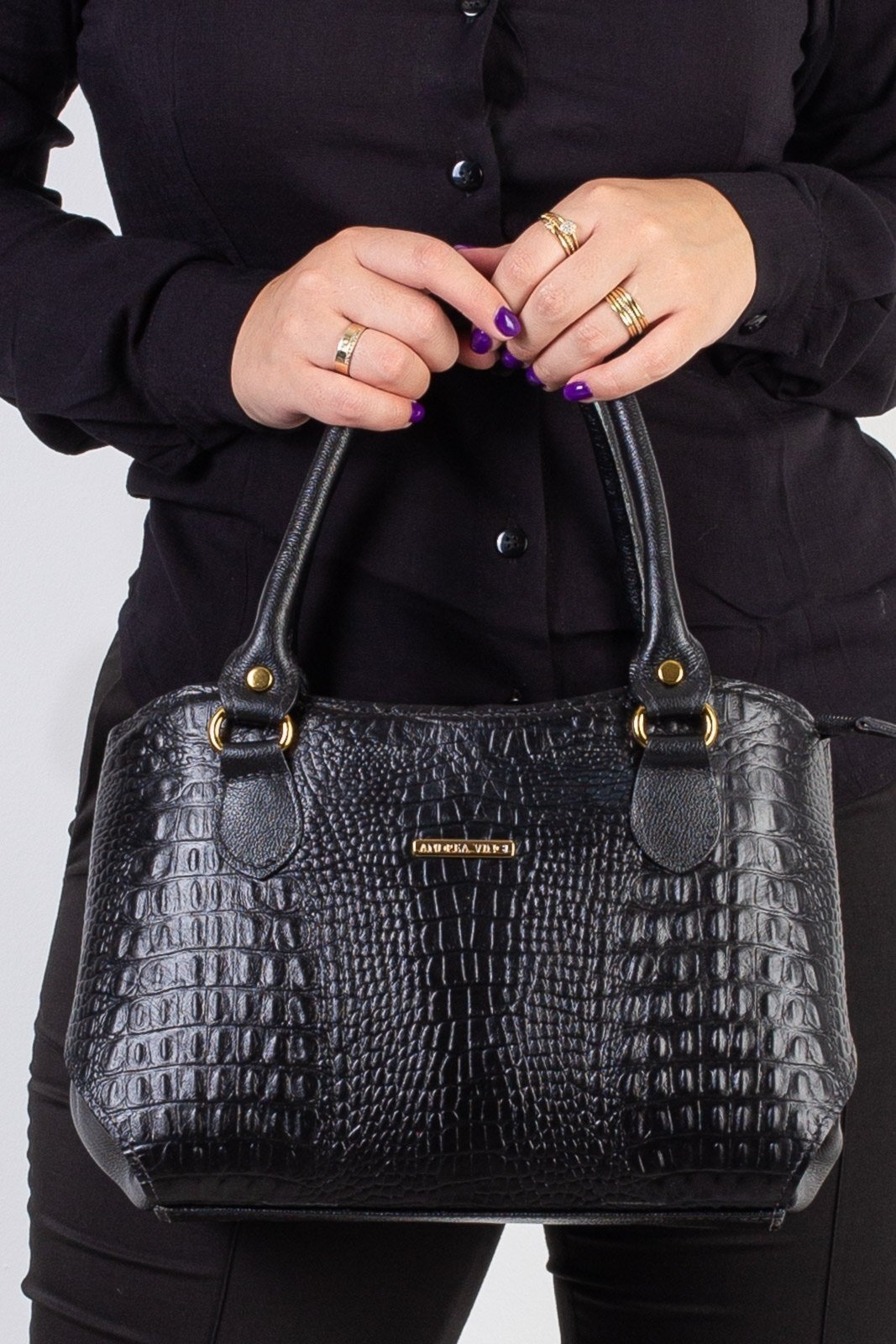 Imagem principal Bolsa estruturada de couro croco Monique - Preta Andrea Vinci café