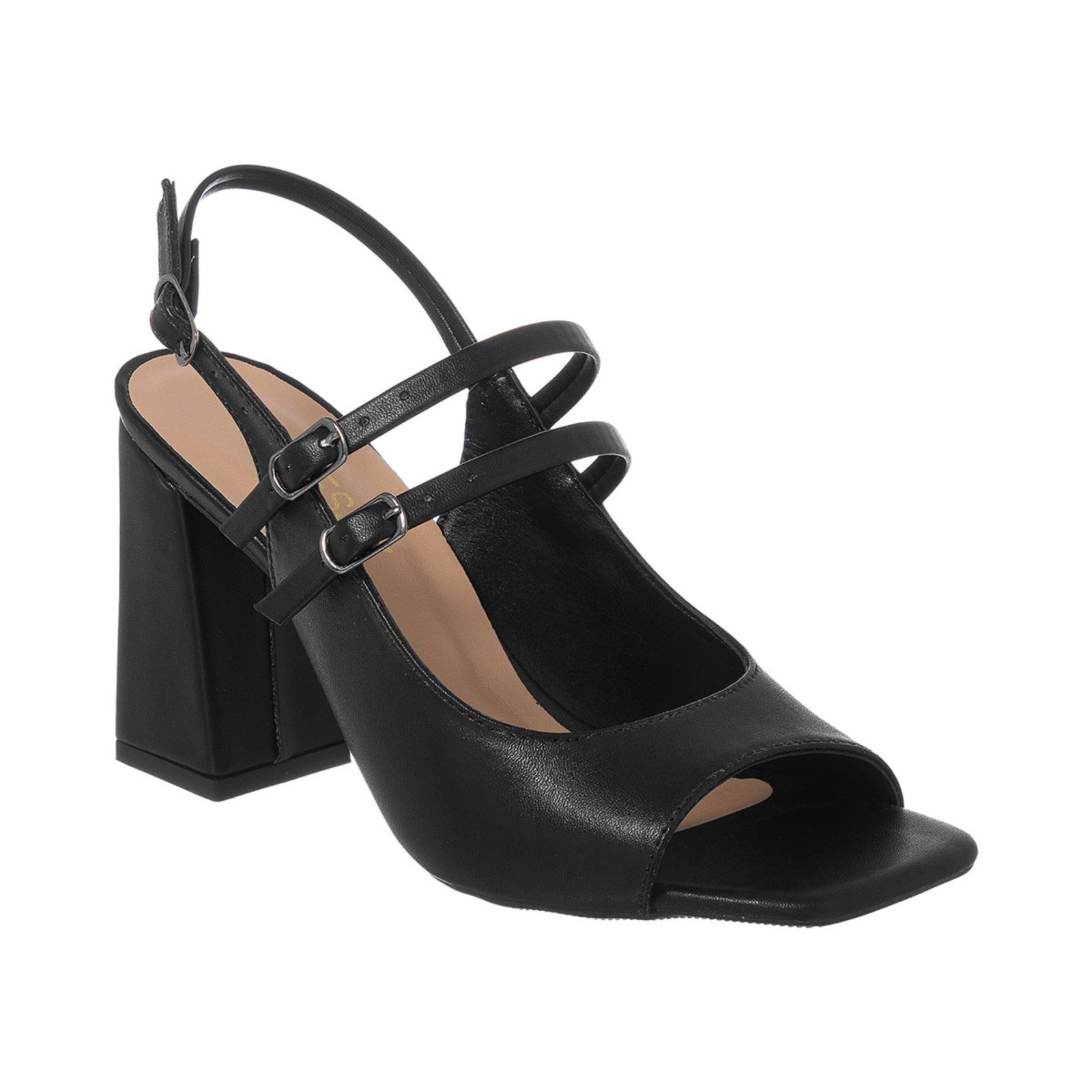 Imagem principal Sandália Feminina Fivelas Fechada Retro Boneca Salto Bloco Stessy Shoes preto