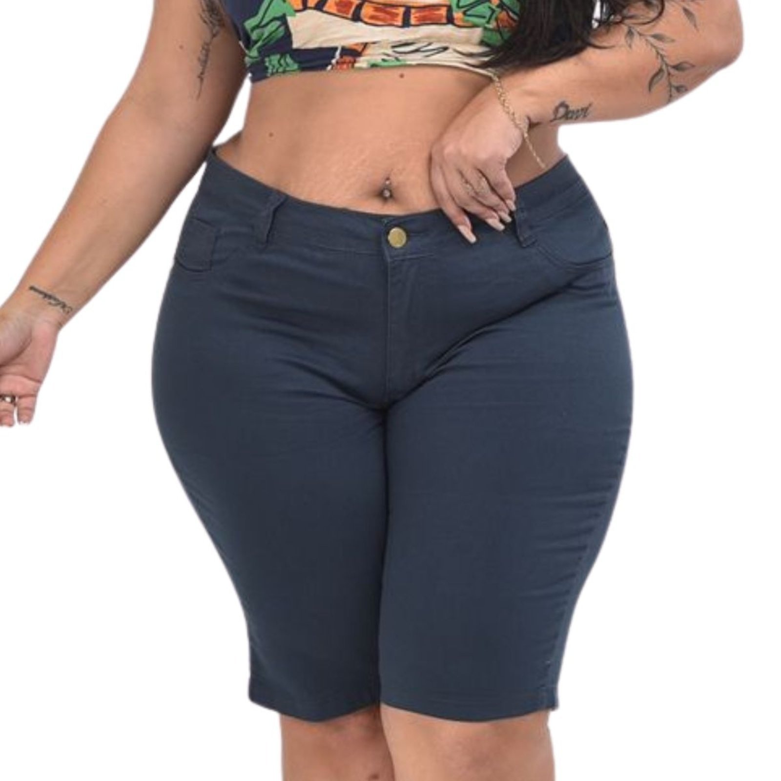 Imagem principal Bermuda Feminina Jeans Loka Plus Size Marinho Sarja Jeans Loka azul/azul marinho azul