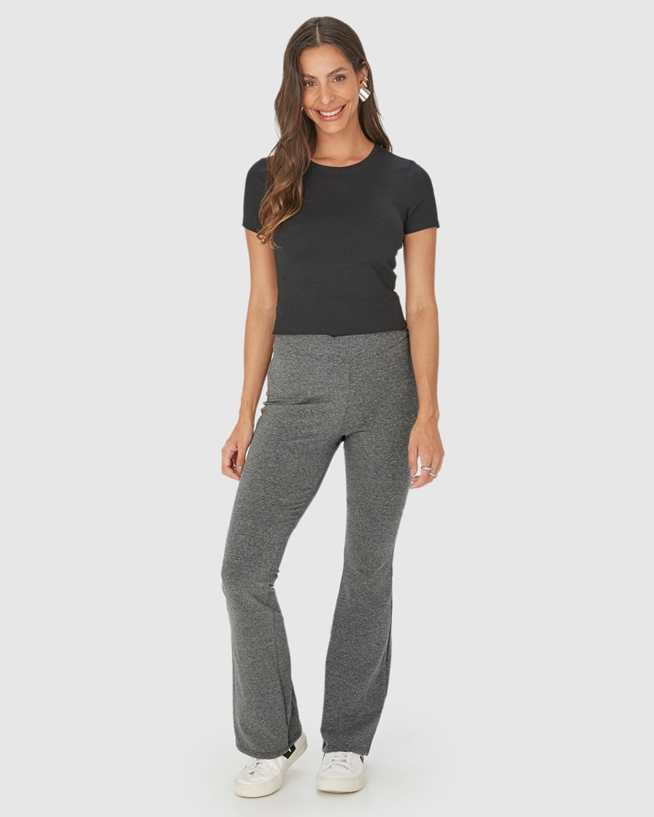 Imagem principal Calça Básica Feminina Flare Em Algodão Malwee cinza
