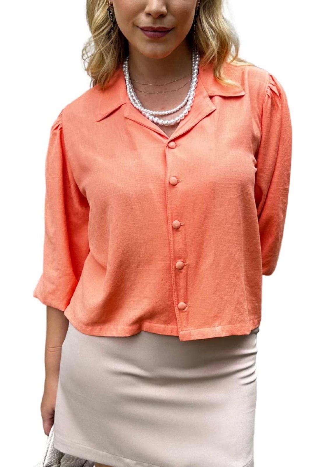 Imagem principal Camisa Vanibele Viscolinho Goiaba Vanibele rosa